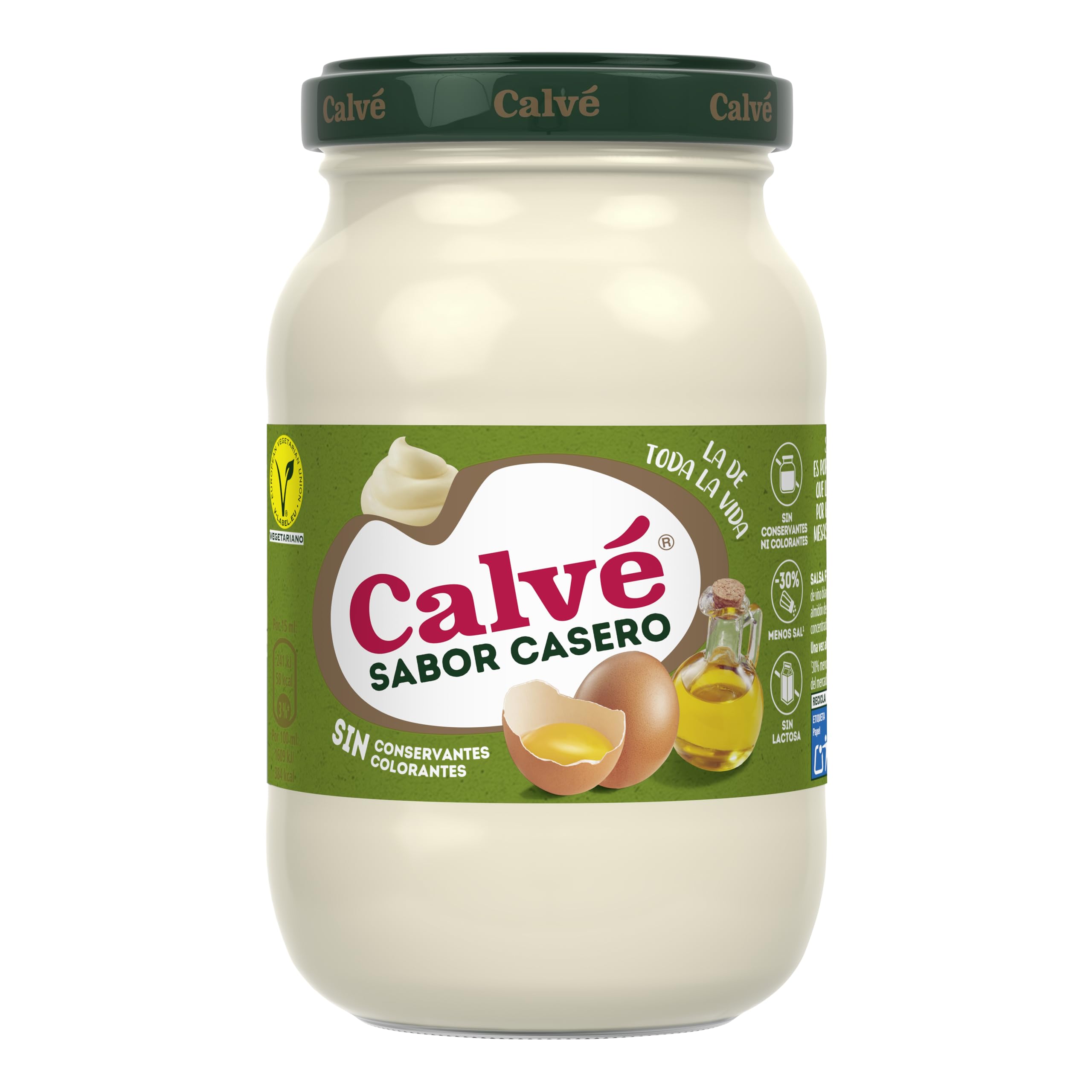 Calvé Salsa en tarro Sabor Casero sin conservantes, 30% menos sal 210ml, Pack de 12 unidades
