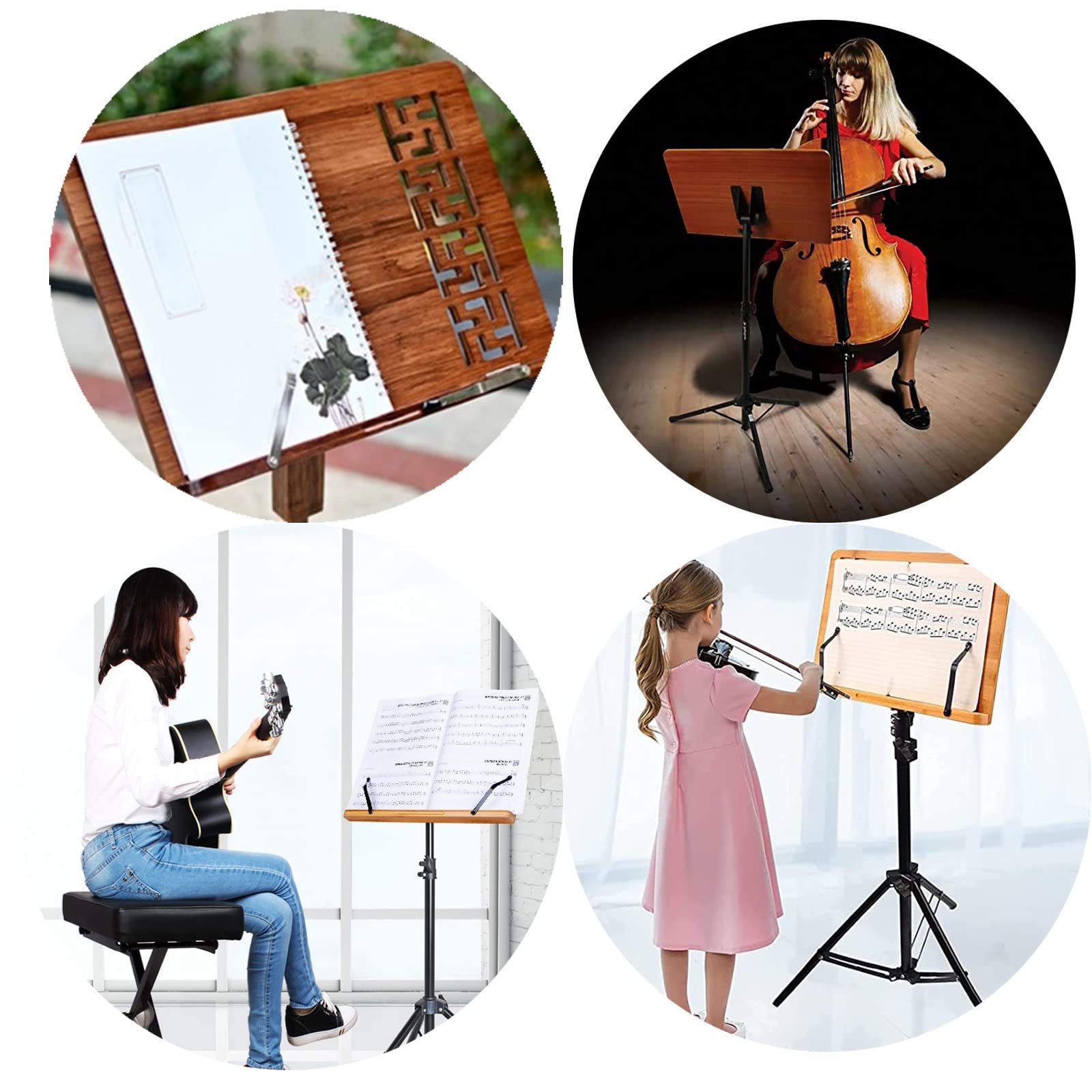 Leggio per Violino con Borsa per Il Trasporto, leggio Due in Uno a Doppio Uso, Cartella per spartiti e Clip, Adatto per Chitarra, violinista e Altri