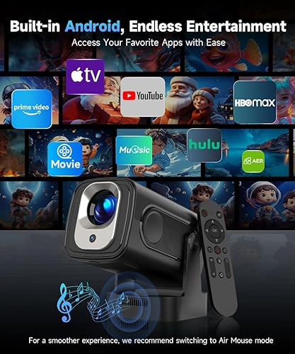 Miniatura 5 de Enfoque automático y 1080PAlwtniet Mini proyector portátil, proyector inteligente de soporte 4K con WiFi y Bluetooth para exteriores, altavoz de 5