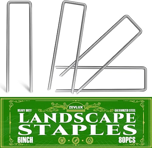 Staples - 80 grapas de jardín de 6 pulgadas, estacas galvanizadas de calibre 10, pasadores de césped resistentes para vallas, césped, barreras de