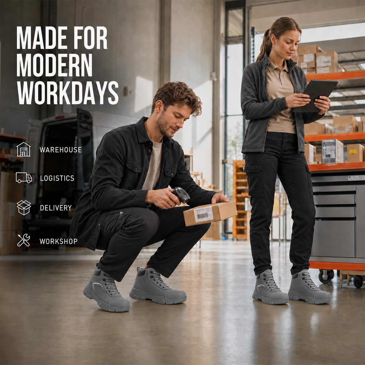 Nasogetch Buty ochronne męskie buty robocze damskie stalowe noski buty lekkie buty ochronne wygodne, Greyawy niebieski, 36.5 EU