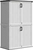 Vista 9 de Patiowell Armario de almacenamiento de plástico para exteriores de 26 pies cúbicos, cobertizo de almacenamiento horizontal impermeable