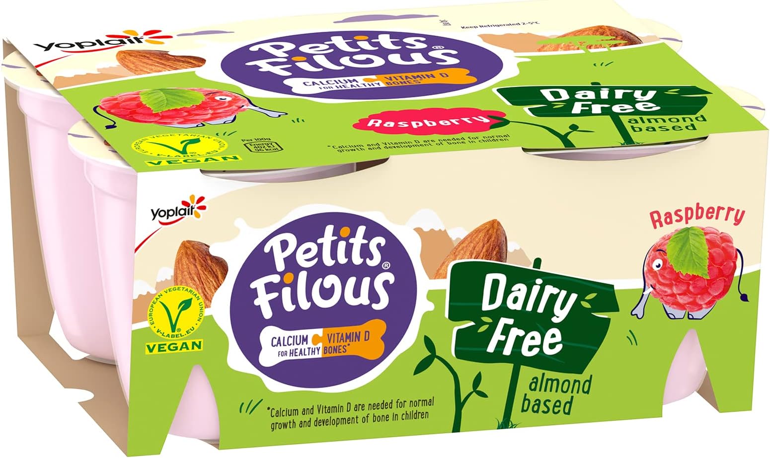 Petits Filous Dairy Free Raspberry Yogurt, 4 x 95g