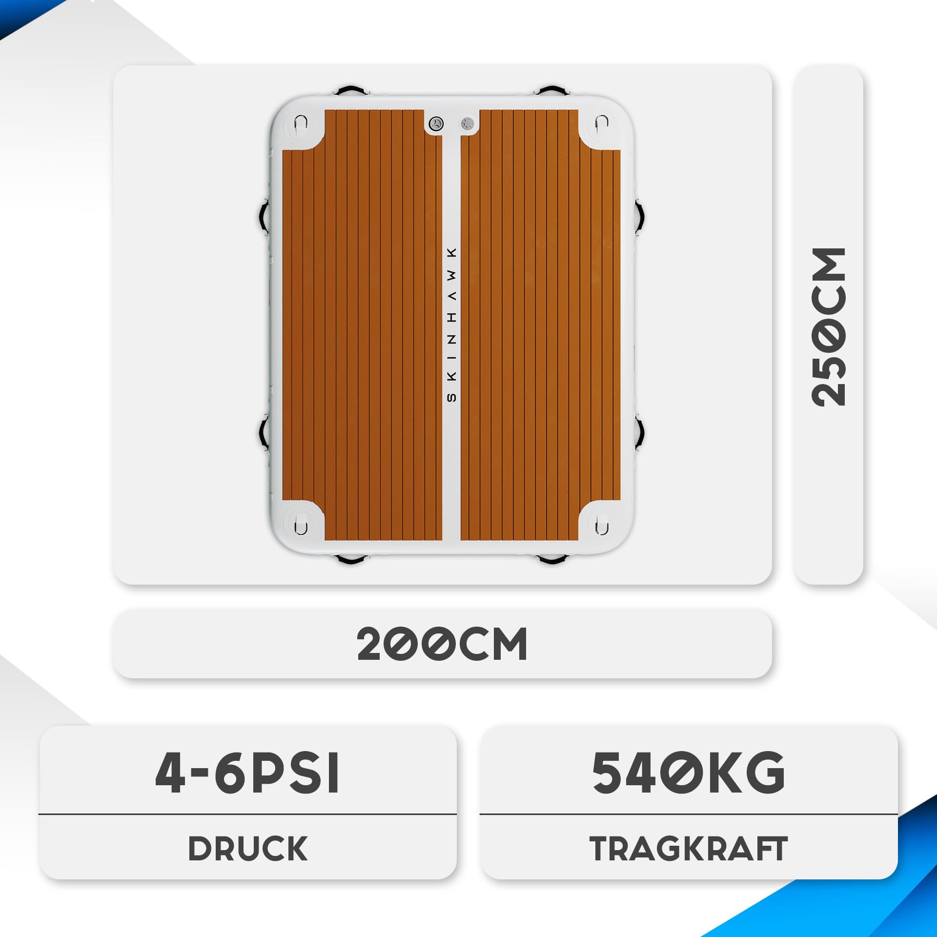 SKINHAWK Badeplattform 250cm x 200cm x 20cm Badeinsel Sonneninsel Bootsplattform