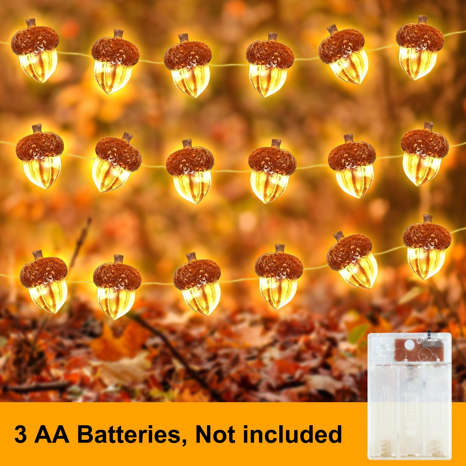 Ghirlanda Autunnale Con Luci LED Arancioni - Foglie Acero 2,4m - Decorazione Halloween/Ringraziamento