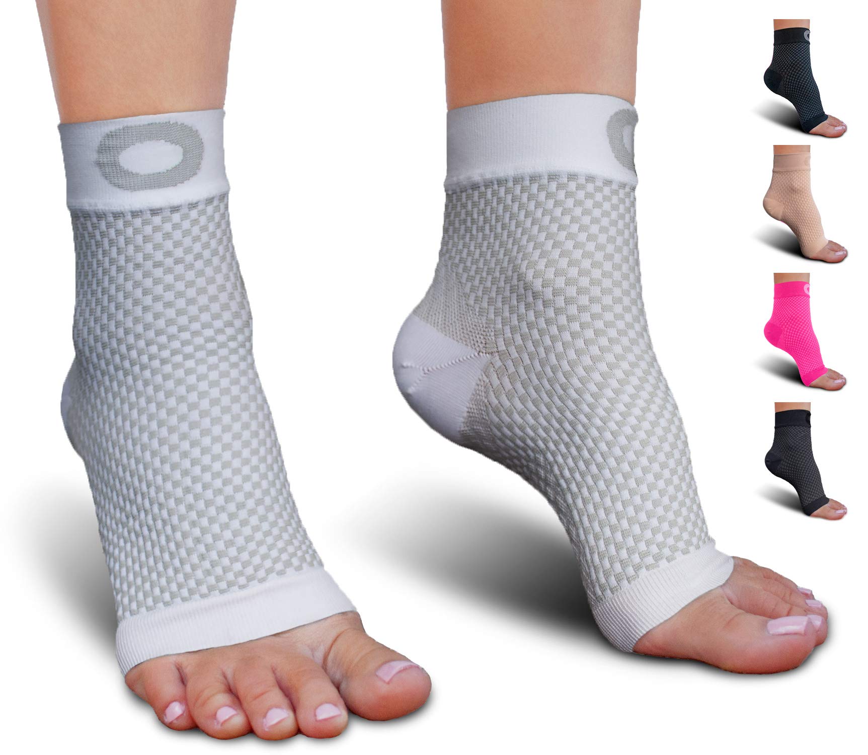 Crucial Compression Plantar Fasciitis Sock with Arch Support for Men & Women - BEST Ankle Socks for Foot and Heel Pain Relief - Better than Night Splint Brace, Orthotics, Inserts, Insoles (XXL, White)