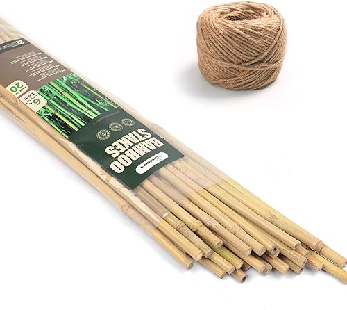 Estacas de jardín de bambú de 6 pies con estacas de bambú natural de 200 pies de 0.118 in resistentes estacas de bambú para plantas de jardinería -