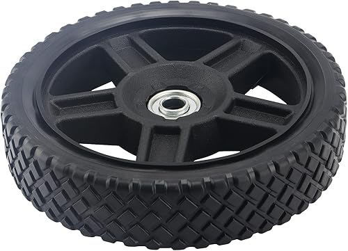 Miniatura 3 de MOUYAT 4 ruedas de cortacésped de 8 pulgadas, rueda de radios de plástico negro, neumático de repuesto para camiones de mano, cortacéspedes de empuje