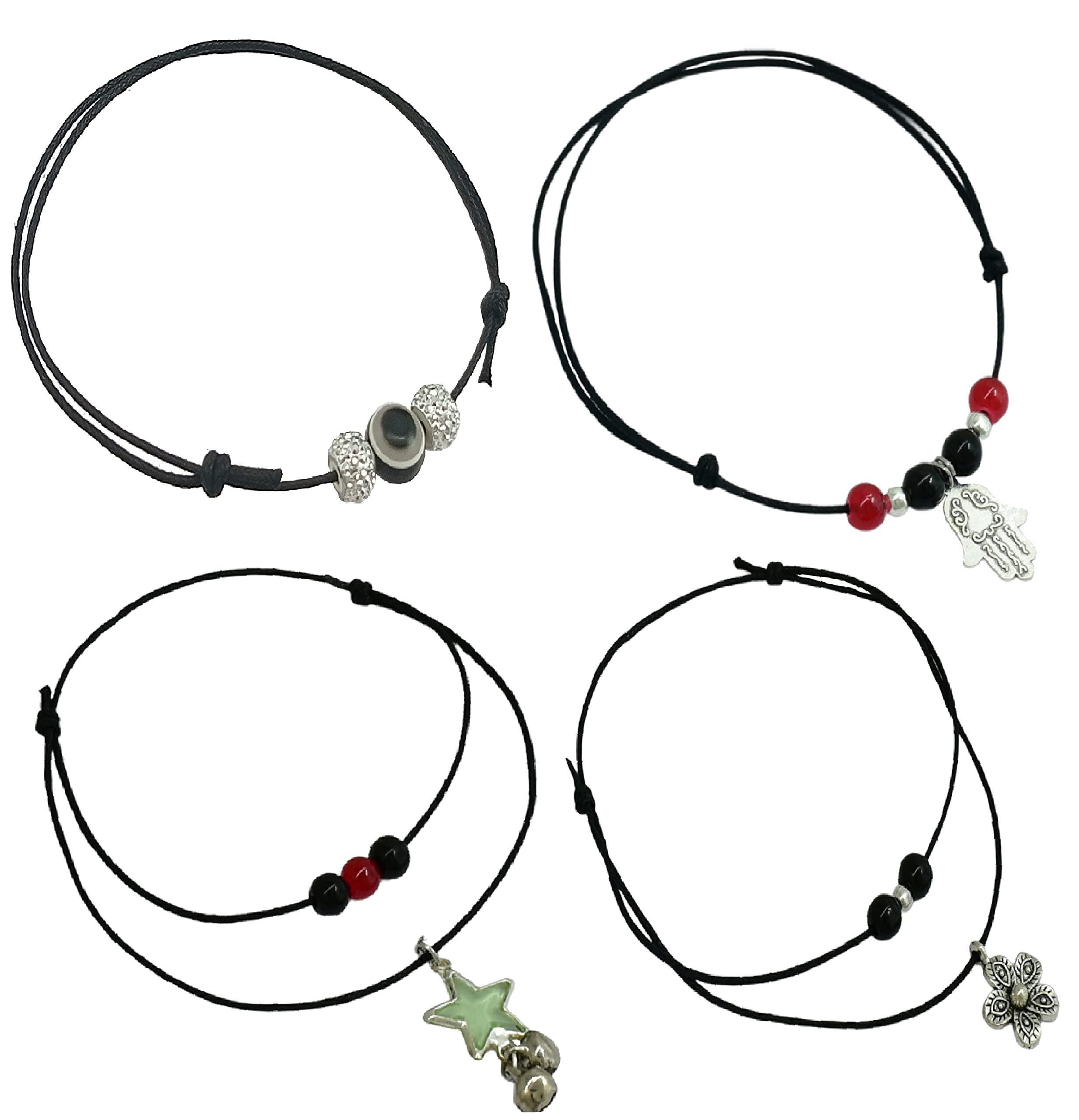 High Trendz Latest Trend 4 Pcs Combo Black Thread Knot with Oxidised Single Charms Adjustable Anklets For Women and Girls (Combo -15) (B09FPZY46W) Amazon Price History, Amazon Price Tracker