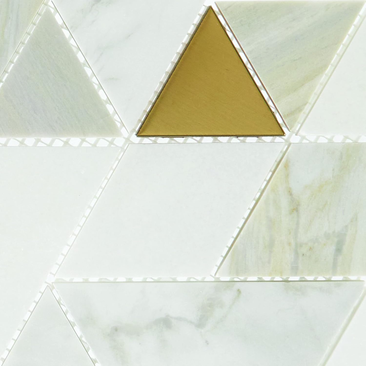 Daltile Pietra Divina Marble Natural Stone Spectrum Mosaic in Polished & Metal Namaste Gold Blend (10 PC per Carton) (9.60 SQFT per Carton)