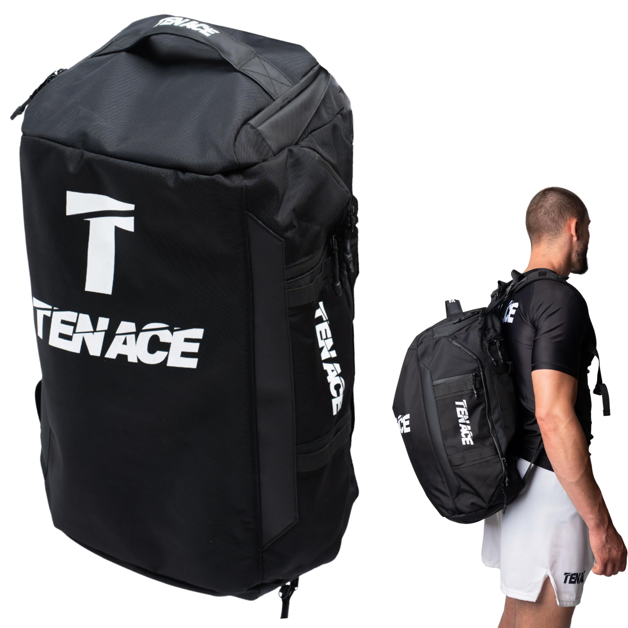 Tenace Mochila Grande con Zapatillero Jiu Jitsu, MMA - Bolsa Deporte Grappling, Boxeo, Muay Thai Grande y Durable para Artes Marciales