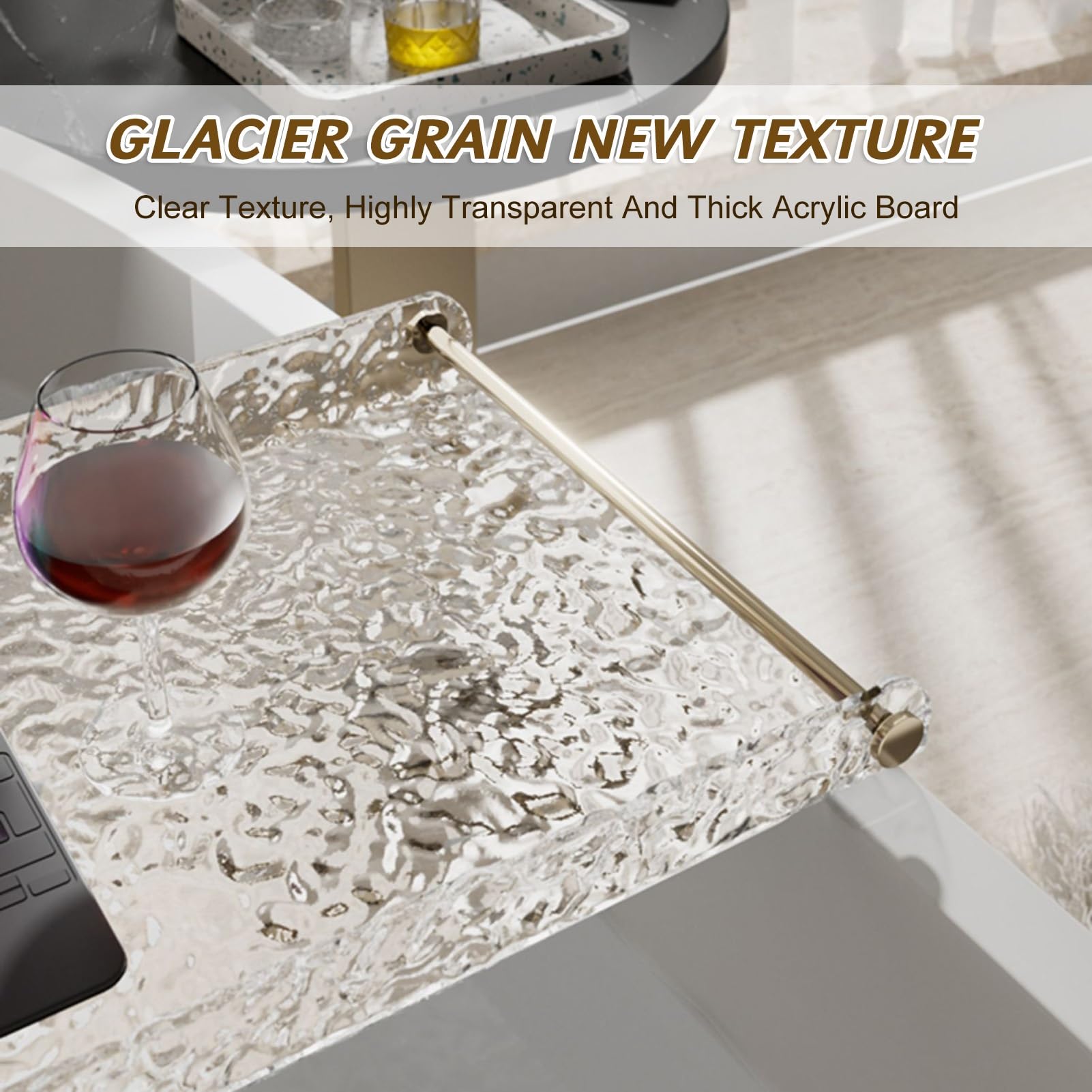 Vassoio In Acrilico Trasparente Con Bordo Ondulato – 20x10x2.5 Cm, Per Bagno, Scrivania O Cucina, Organizzazione Elegante