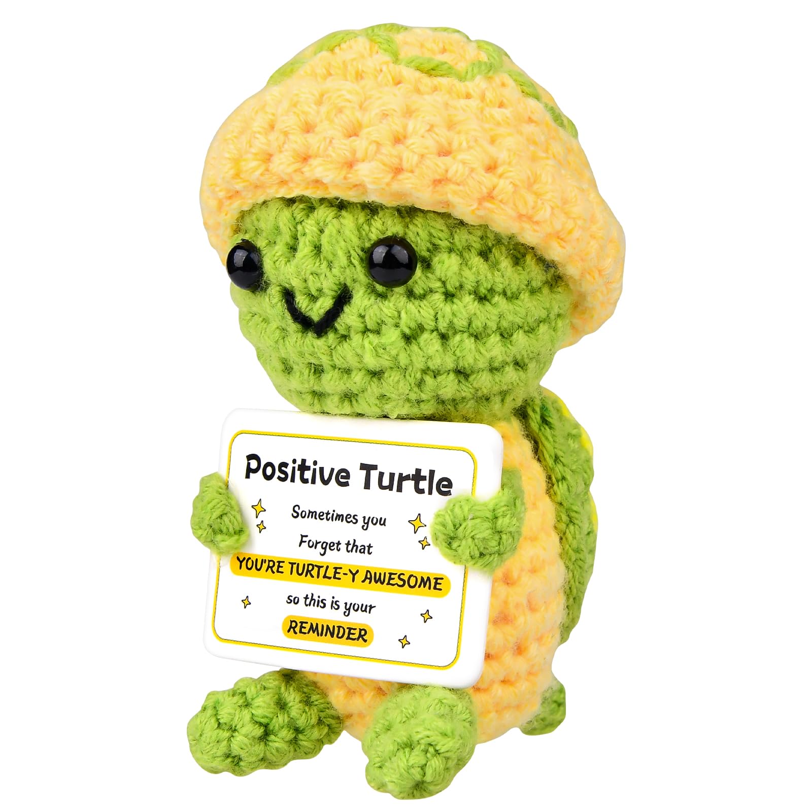 Dandin Positive Turtle Emotional Support Crochet Turtle Gifts, Cheer Up Gifts for Women, Handmade Positive Crochet Animals, Emotional Support Turtle Decor for Women Men Birthday Gift
