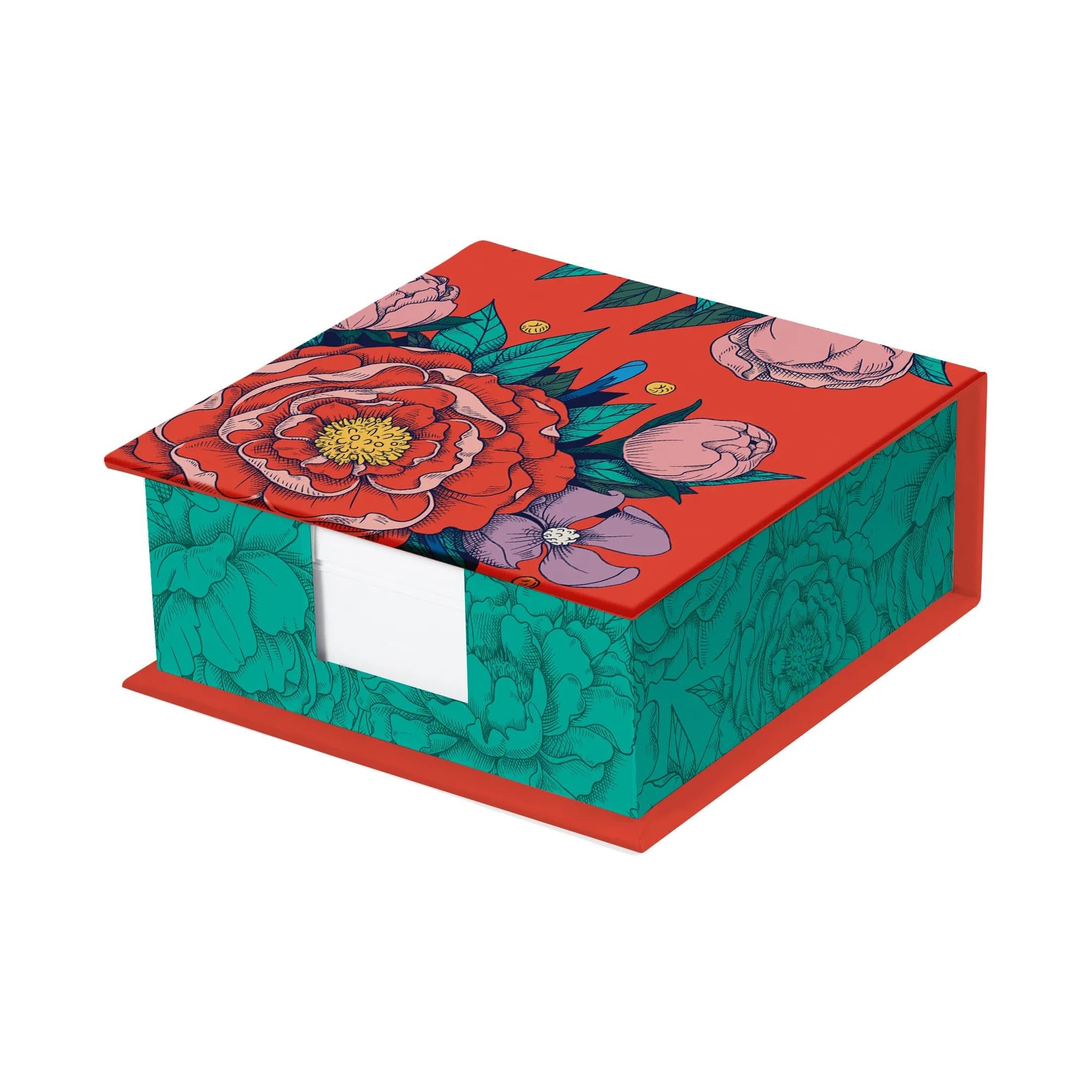 Clairefontaine - 116226C - Cardboard Cube Pad 300 Plain Sheets 9,8x9,8cm Ivory Paper 90g - Floral Box 11x11x4cm - Satin Finish Box Frida Kahlo Collection