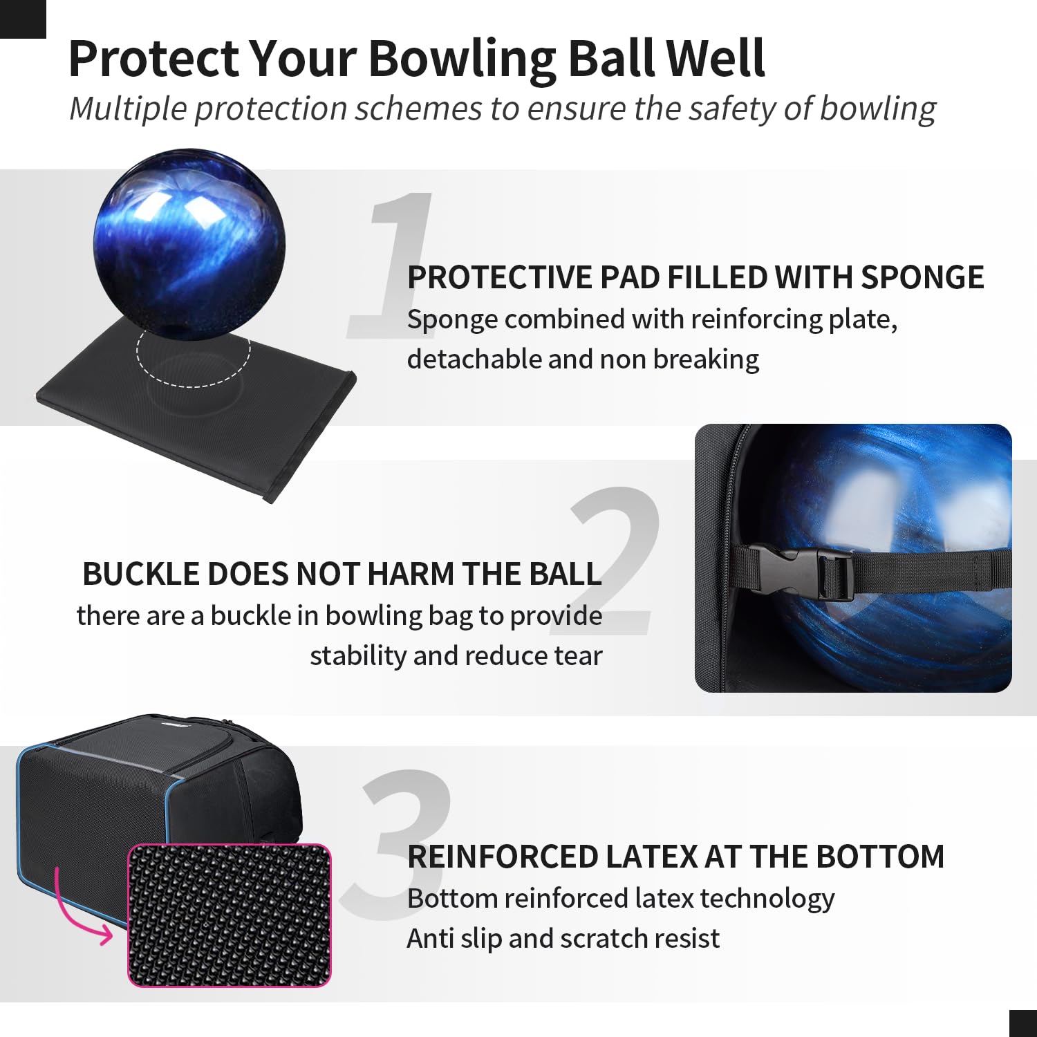 Mochila Individual para Bola de Bolos con Bolsa para Zapatos de hasta Talla 16, Accesorios de Regalo para los Amantes de los Bolos, Bolsa de Bolos con Soporte Acolchado para Bolas