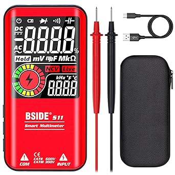 Color LCD Digital Multimeter 3 Results Display 9999 Counts Auto-Ranging Ohmmeter, Rechargeable with Smart Mode, Capacitance Ohm Frequency Diode Duty Cycle Live Check Voltage Tester