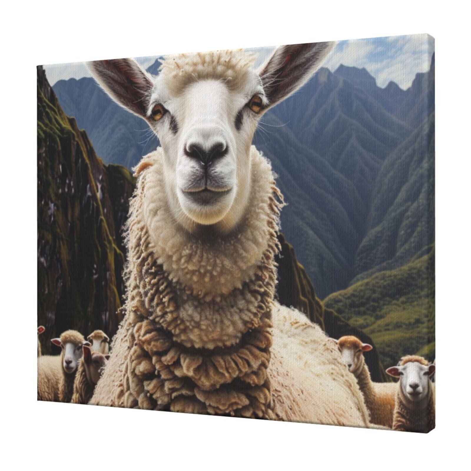 YKLJG Sheep Printed Wall Art Canvas Prints 60x50 CM Wooden Framed Picture Painting Artwork for Bedroom Kitchen Home Office Decor