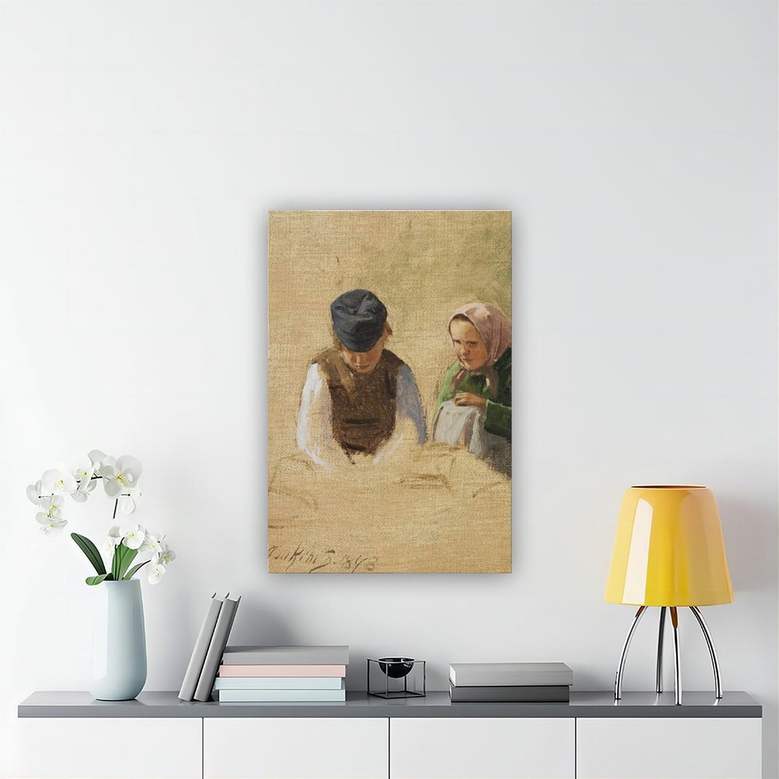 Poster su tela Bondedreng Og Syende Bondepige. Studie (1878) per soggiorno, decorazione regalo
