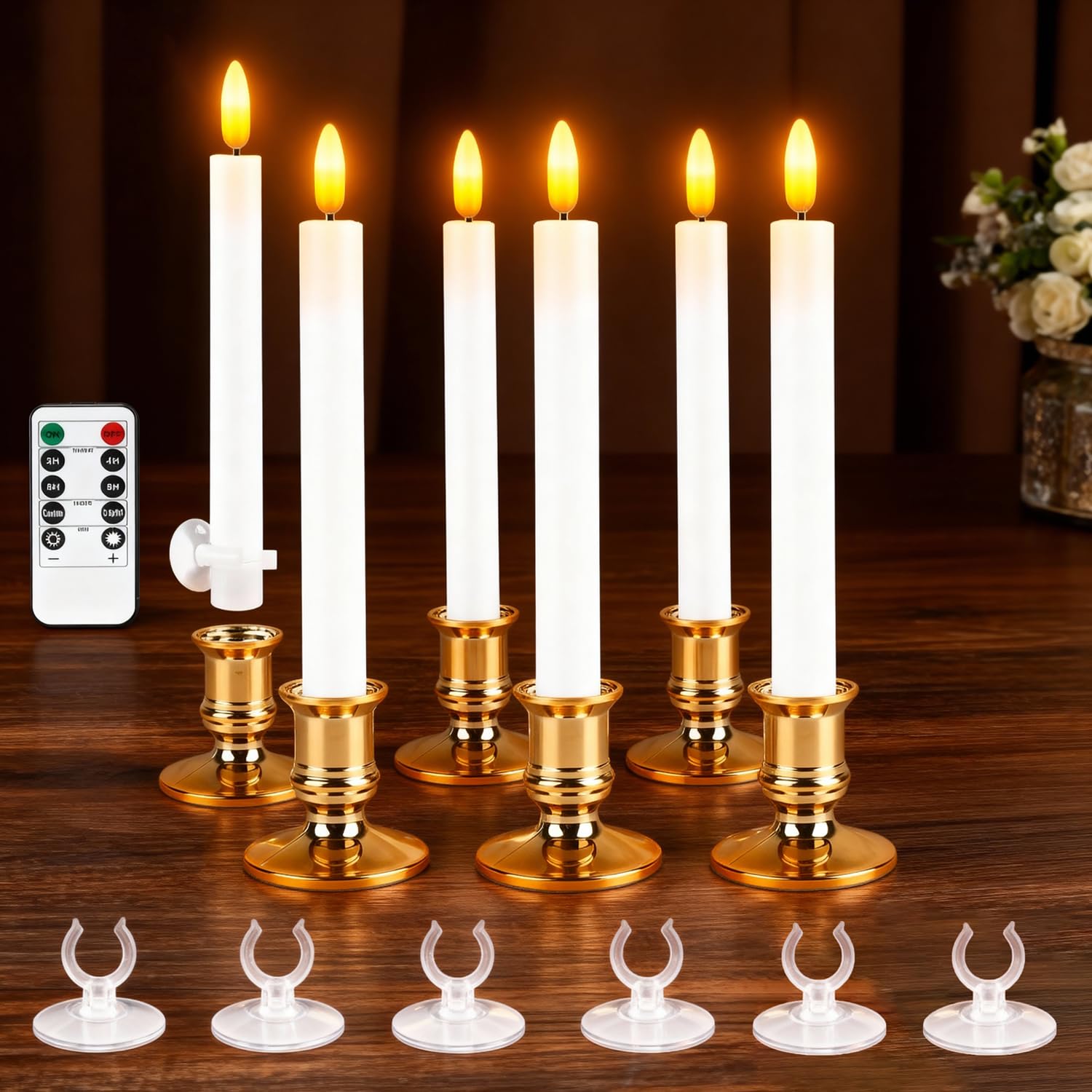 Christmas Window Candles 6 Pcs 3D Wick