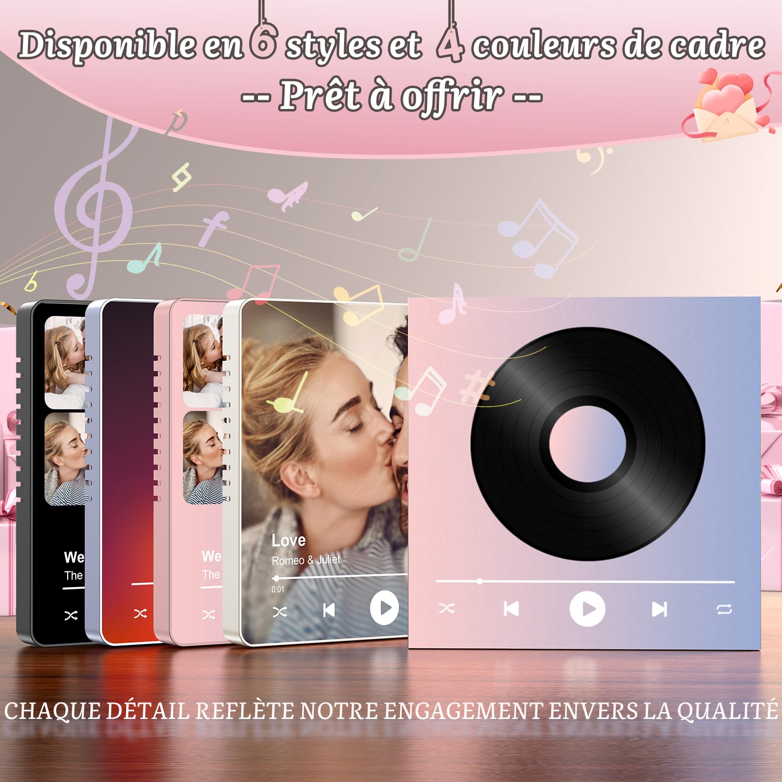 UNIGIFT Cadeau Personnalisé pour Femme Homme Couple, Aimant Frigo Musical Personnalisé Photo, Idee Cadeau pour Copain Copine Amie Amoureux de Anniversaire, Spotify Aimant Musique Rétro (Enregistrable
