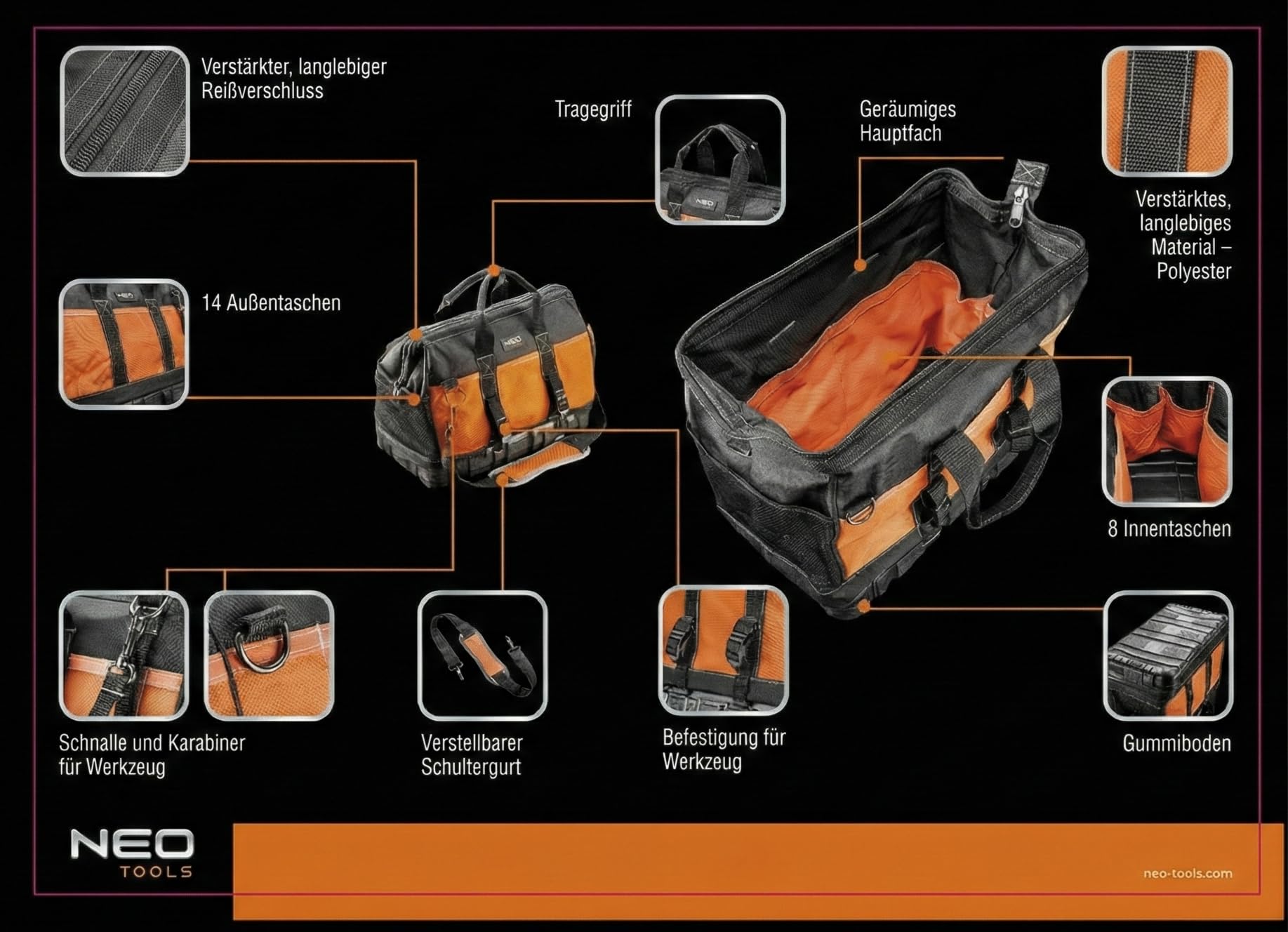 Arbeitsbedarf24 - Sac à outils professionnel avec bandoulière avec support à outils boîte à outils de 23 sacs à outils