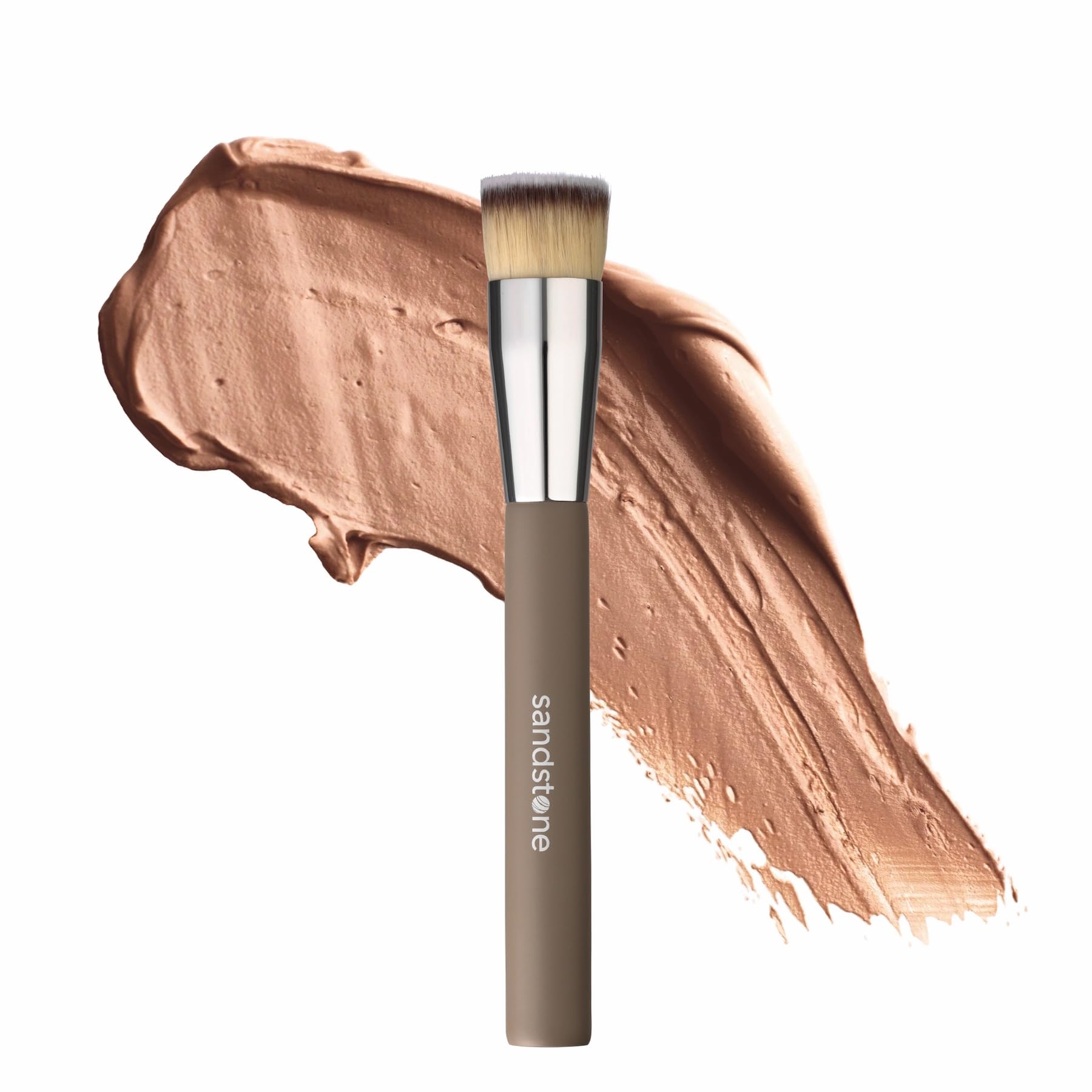 Sandstone Scandinavia Flat Top Foundation Brush, Dense Makeup Brush for Seamless Buffing & Blending