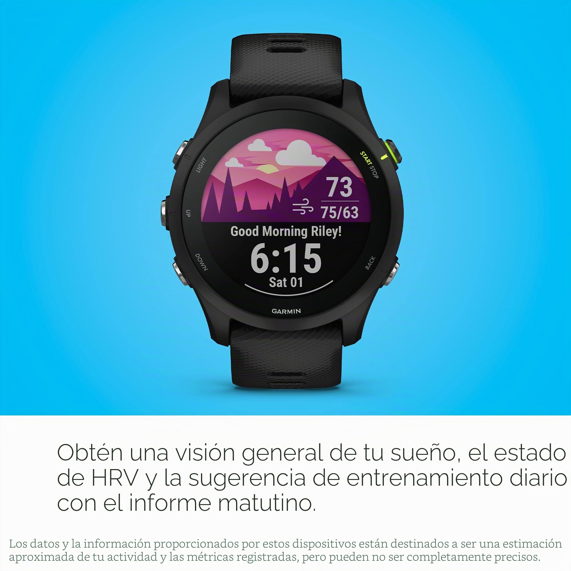 Garmin Forerunner® 255 Music GPS Running Smart Watch con música información Avanzada batería de Larga duración Negro 46 mm