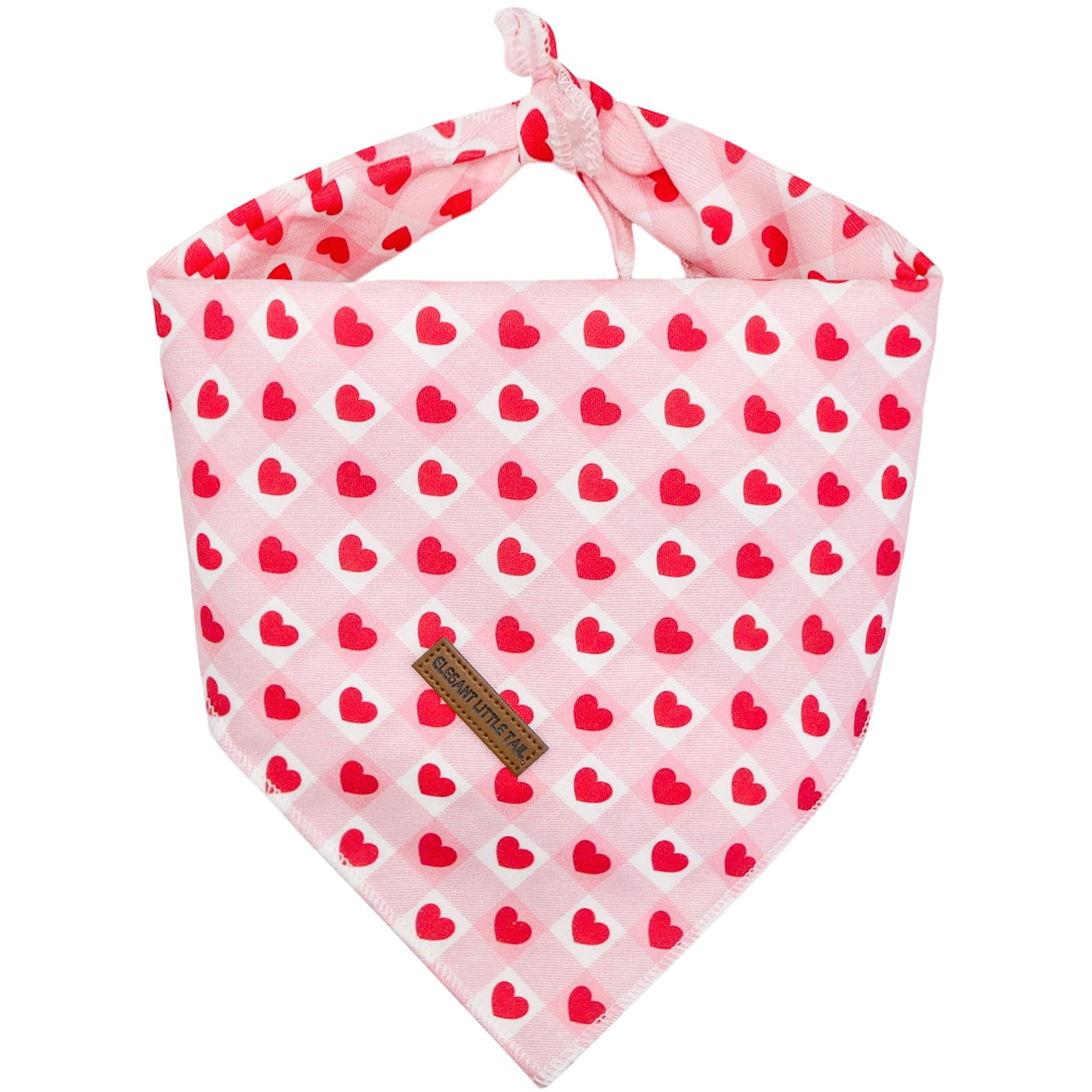 Elegant little tail Valentine's Dog Bandana - Red Heart Pet Bandanas Washable Bib Kerchief Scarf Cute Adjustable Pet Bandanas for Small Medium Dogs