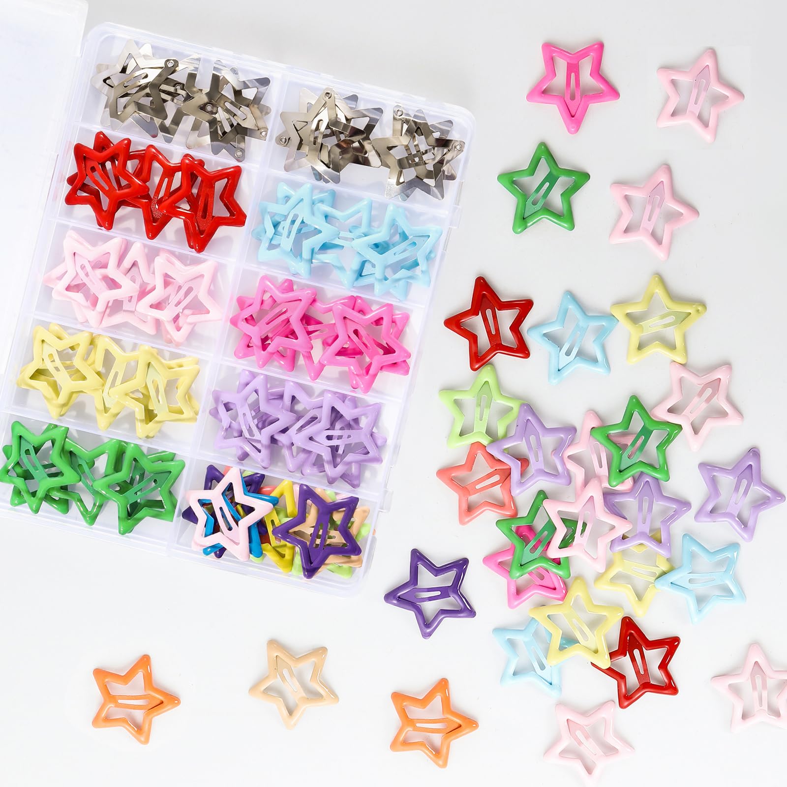 Cute Star Hair Clips - 55pcs Colorful Barrettes -6