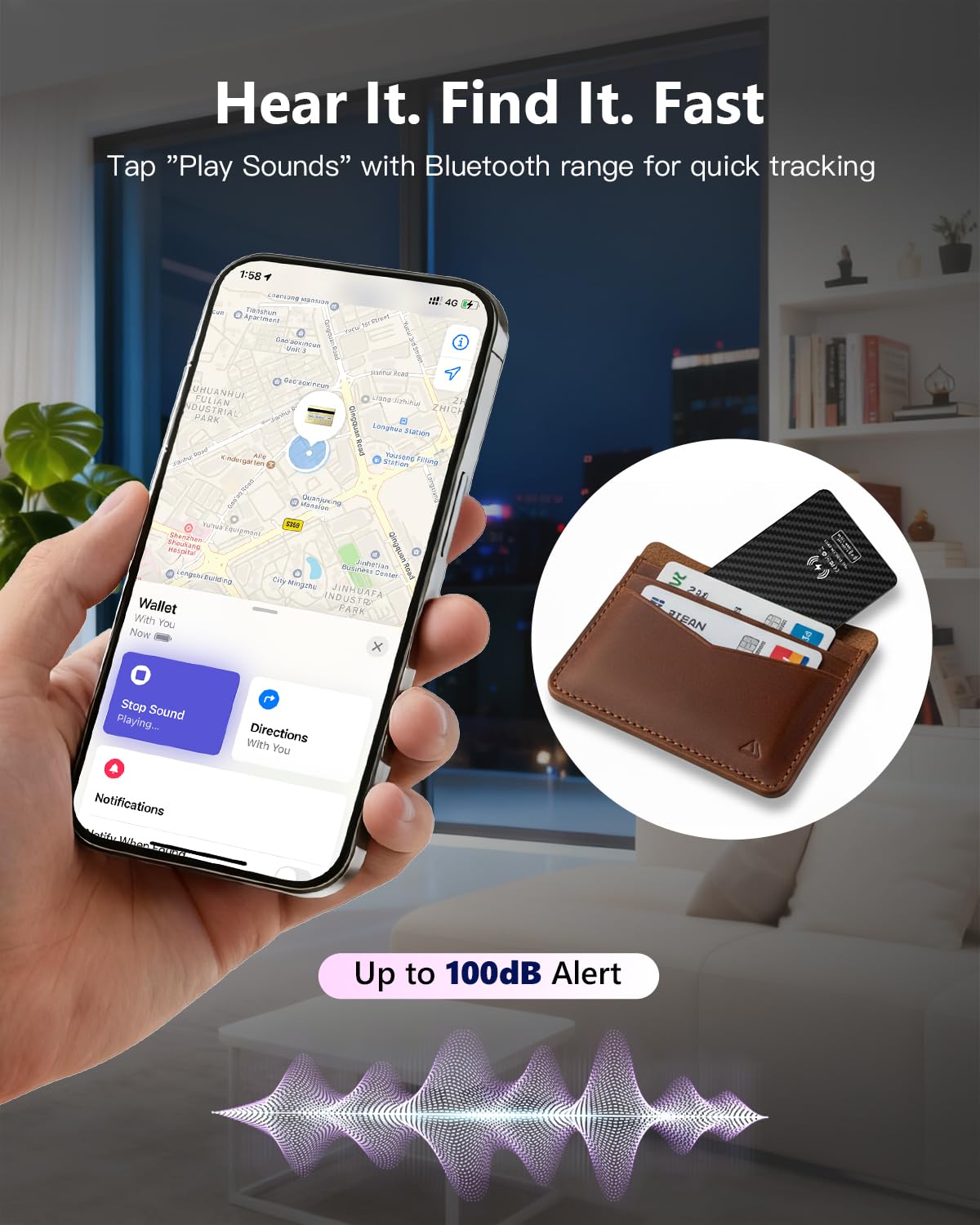 Smart Air Tracker Card Tag Ricaricabile Wallet Tracking Card Compatibile con Apple Dov'è, Localizzatore Portafoglio sottile 1,7 mm