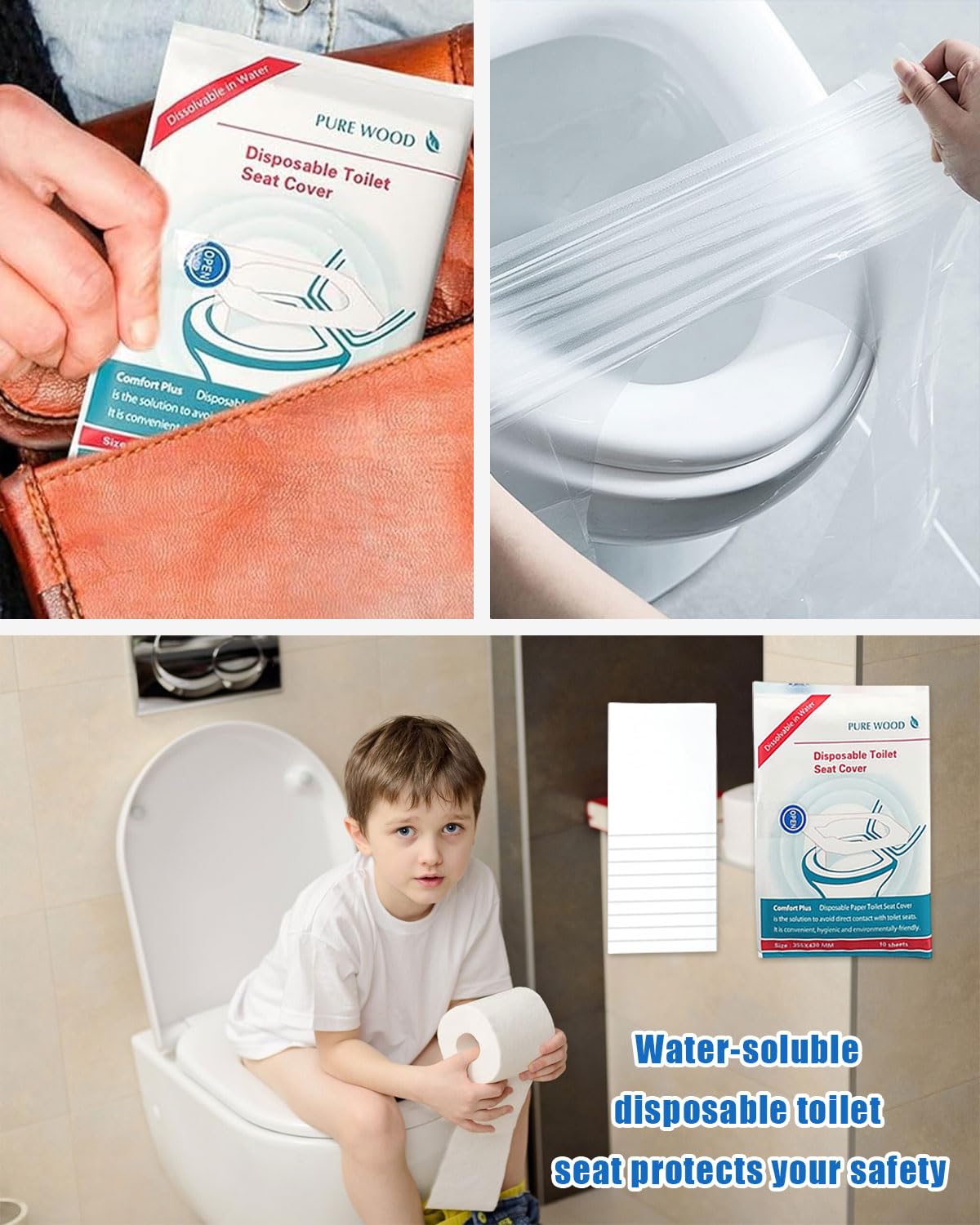 Copriwater Usa e Getta 60 PCS Coprisedile WC Monouso Igienici Biodegradabili per Viaggi Hotel