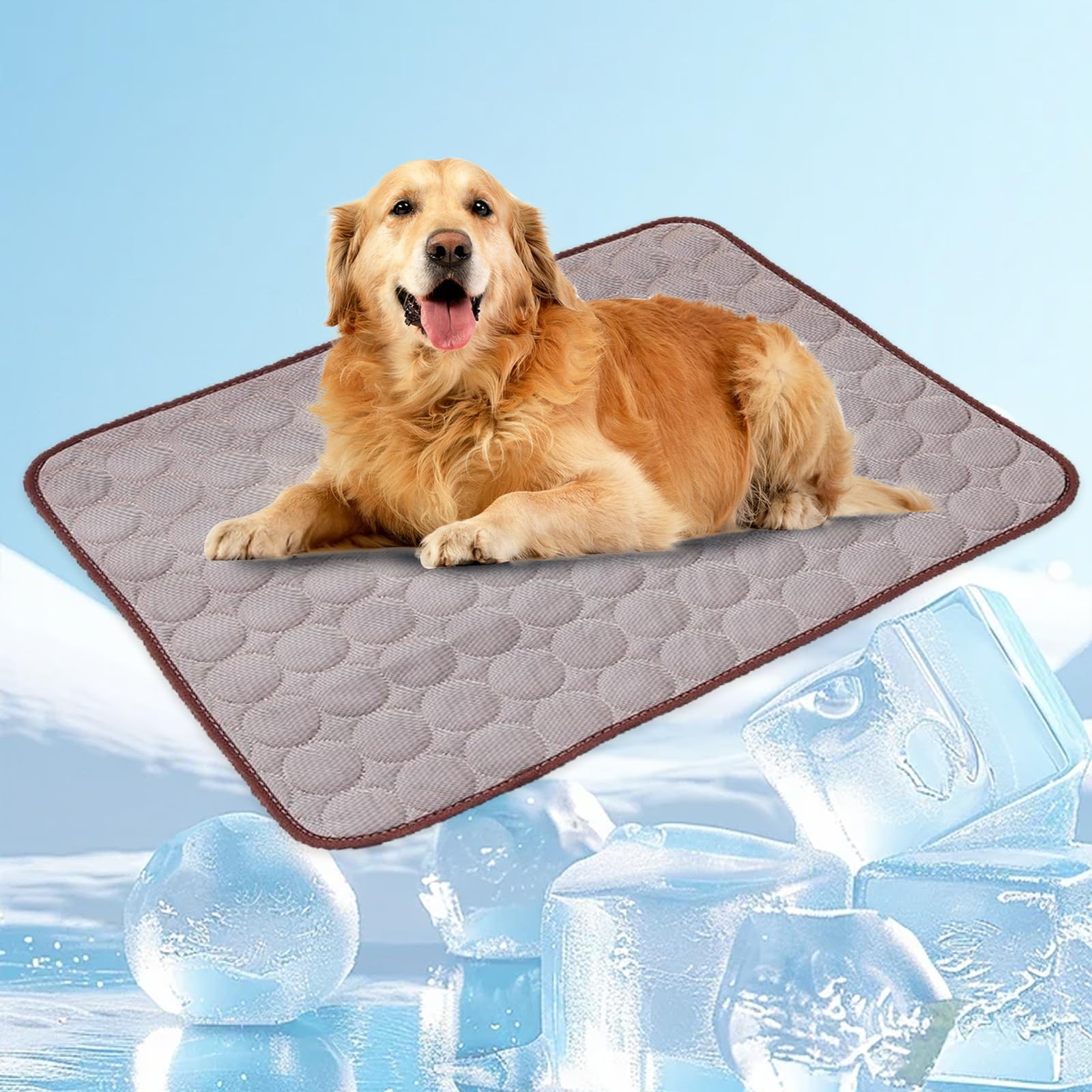 Jhbsou Pawolaf Dog Cooling Mat, Pet Cooling Beds for Cats and Dogs, Keeping Your Furry Friend Sleep Cool and Comfortable All Summer Long (Brown,XS: 16 * 12”)