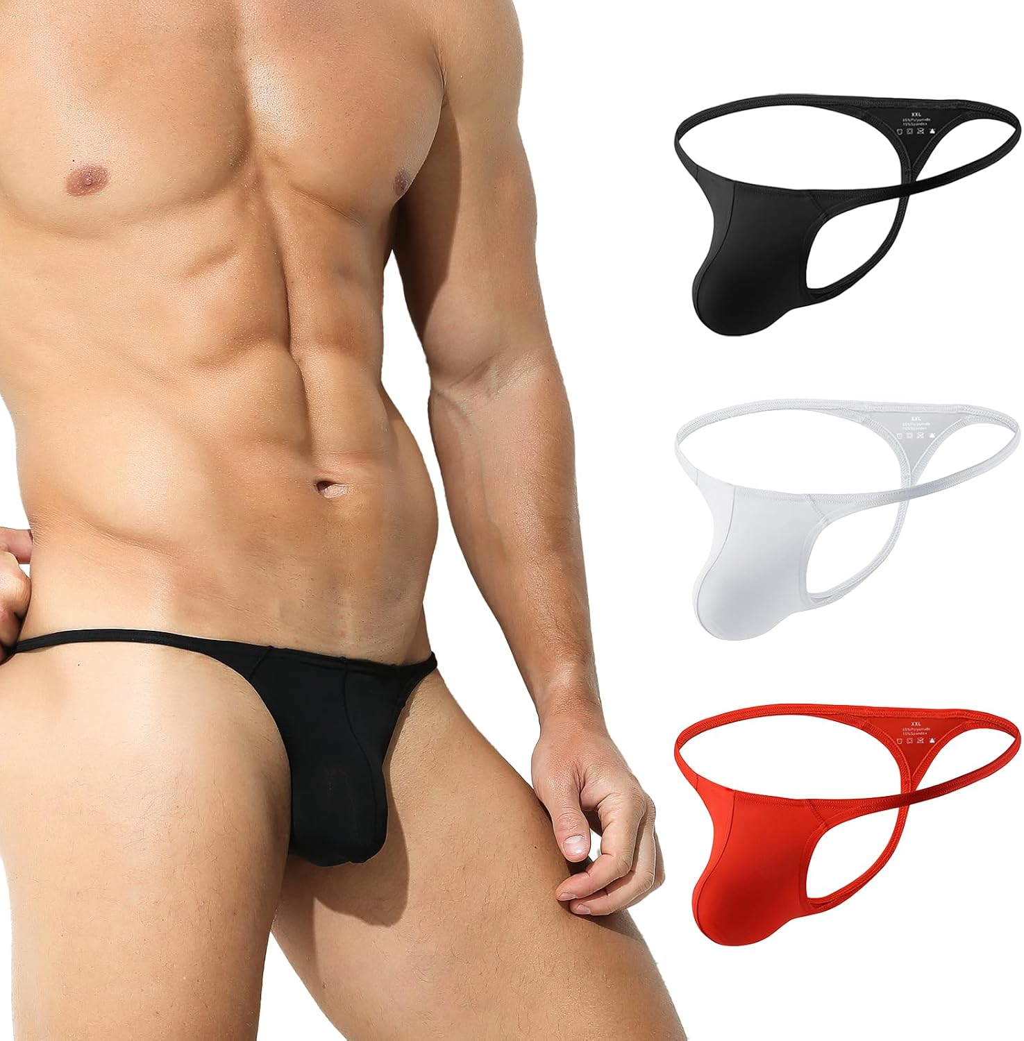 Men's Thong Bikini Underwear, Men's Sexy G-String T-Back Underwear Low Rise