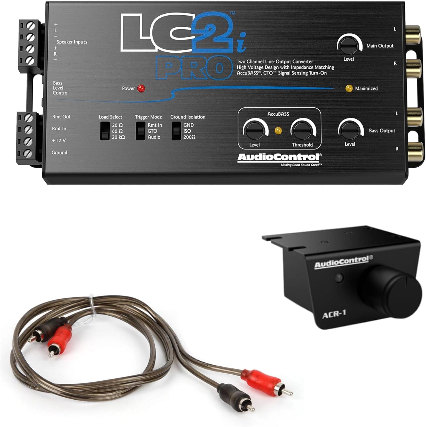 Elite Audio AccuBASS 2-Ch Line Out Converter Kit - LC2iPro Processor and 17ft Oxygen Free RCA Cable