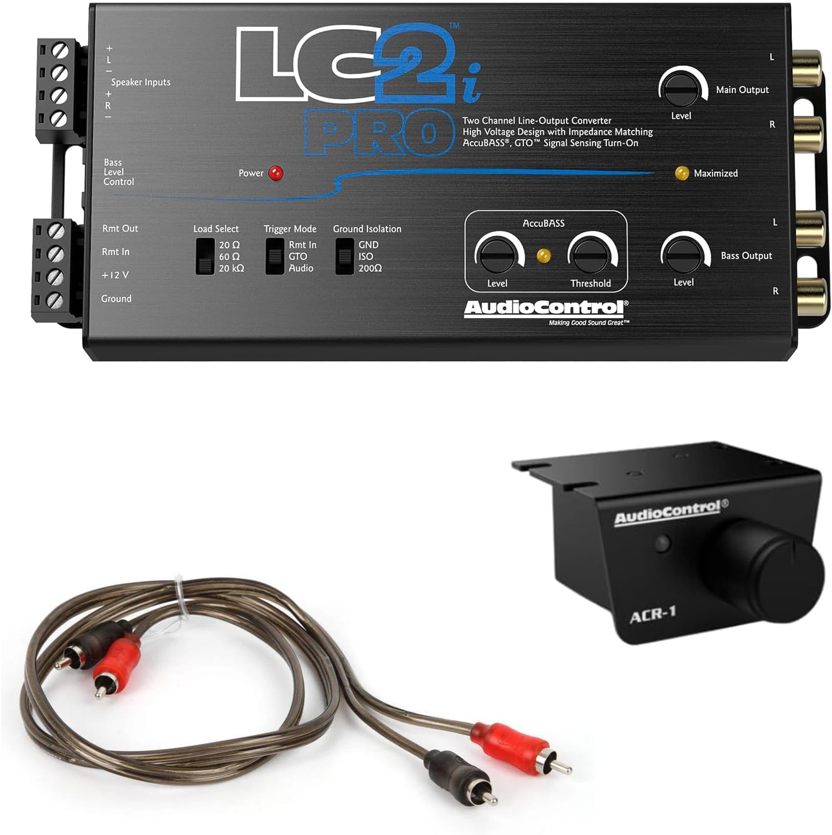AccuBASS 2-Ch Line Out Converter Kit - LC2iPro Processor and 17ft Oxygen Free RCA Cable