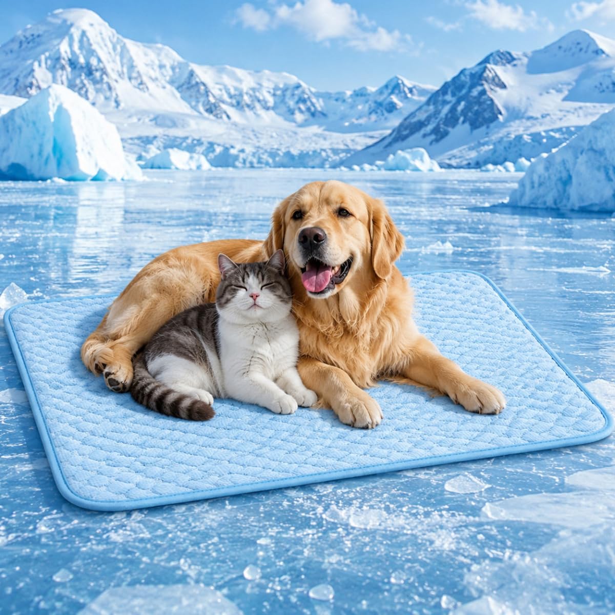 Esterilla de refrigeración para perros, autoenfriamiento, 70 x 50 cm, alfombrilla fría para gatos sin gel con Q-Max > 0,5, manta de refrigeración adicional para perros, transpirable y lavable