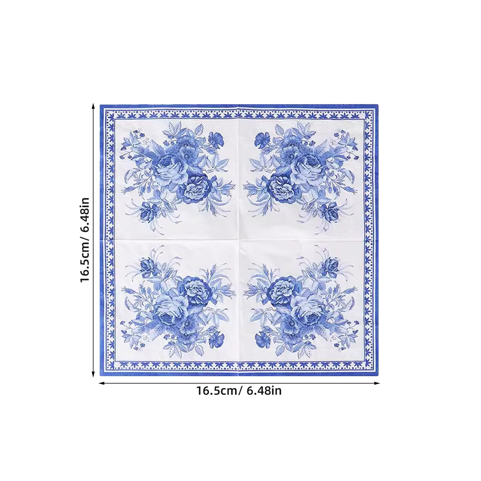 120 Unidades Servilletas Desechables Vintage de Papel Diseño Elegante Chinoiserie Azul, Resistentes al Desvanecimiento, Ideales para Reuniones Festivas y Uso de Invitados