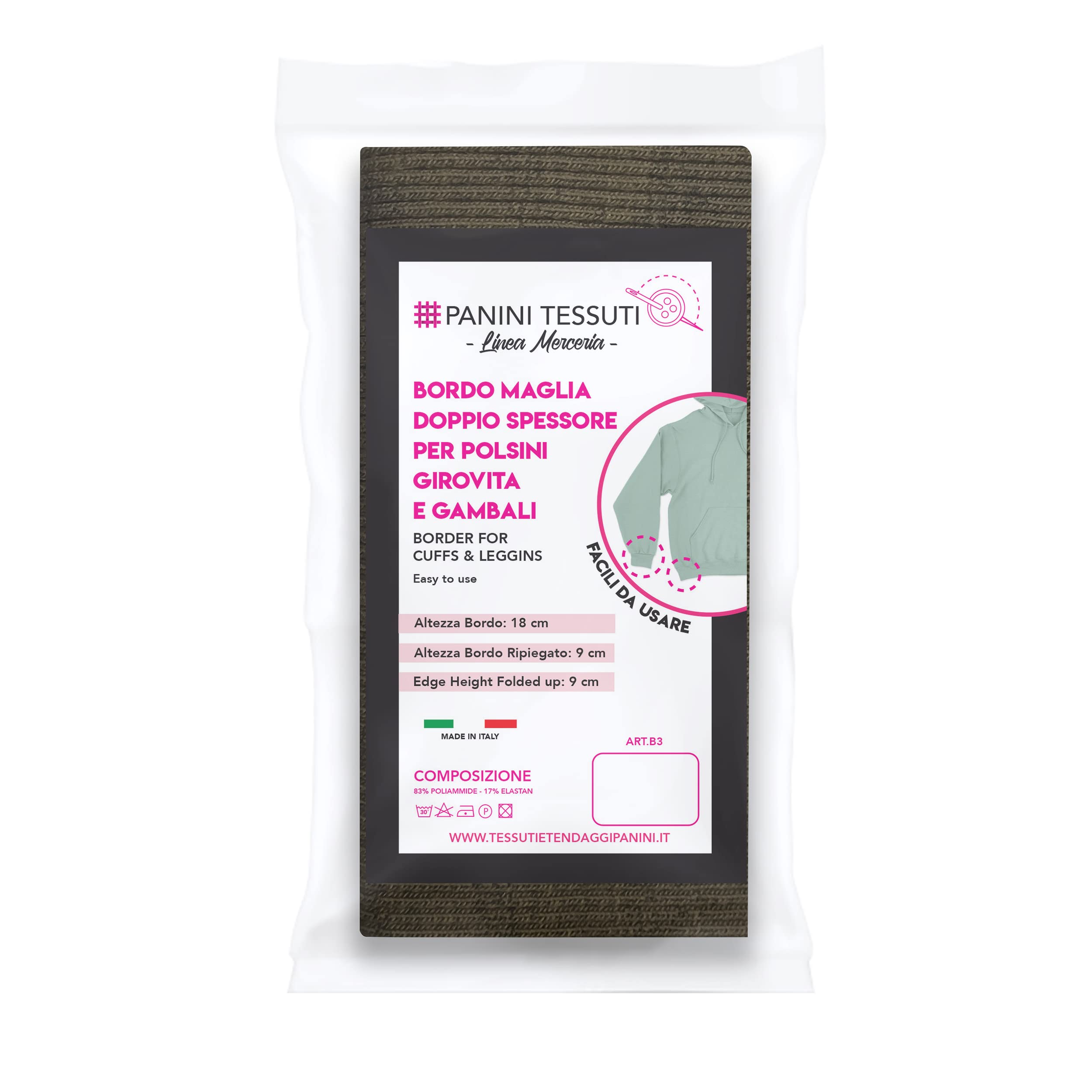 Panini TessutiPanini Tessuti - Double Thickness Mesh Edge for Cuffs Waistline and Leggings 9 cm