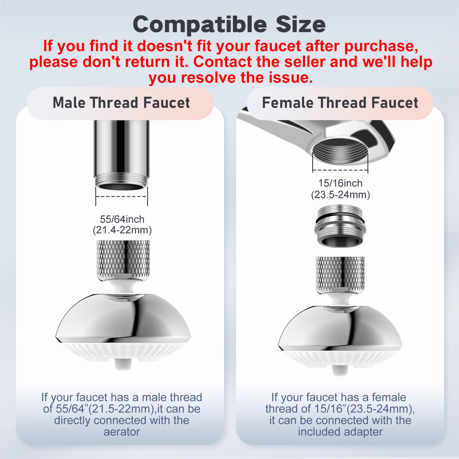 UFO Series Wide Spray Area Anti-Splash 360° Rotatable Kitchen Faucet Aerator, 3 Modes Kitchen Faucet Head Replacement, Faucet Extender & Sink Sprayer Attachment with 55/64'' Female Thread — view 4
