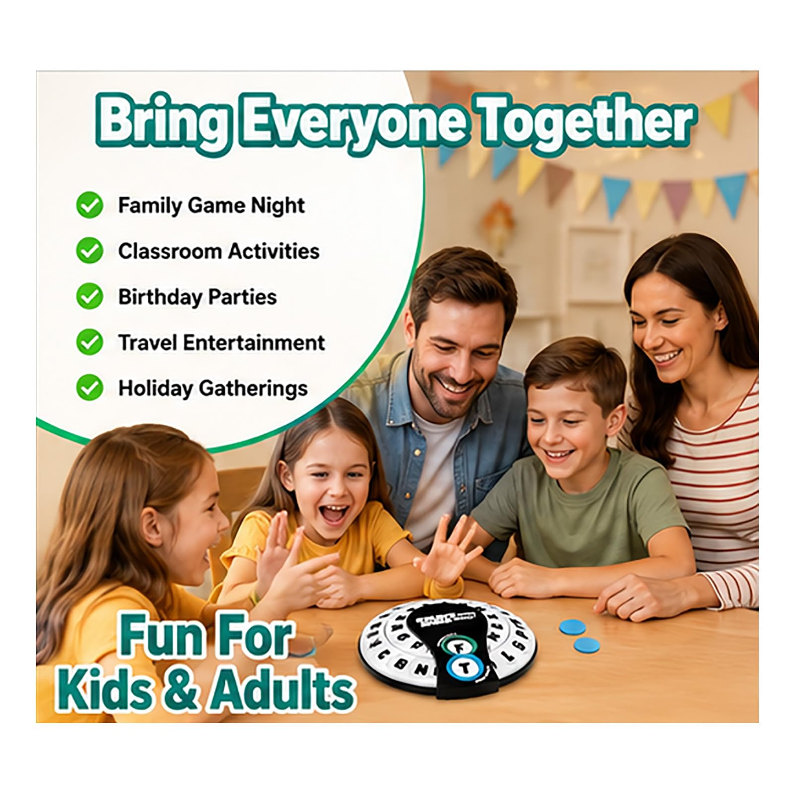 Comienza con Termina con Juego de Palabras, Juego de Palabras Spin & Shout, Juegos de Mesa La Familia de Ritmo rápido, Elige una categoría y Corre contra el cronómetro (3pcs)