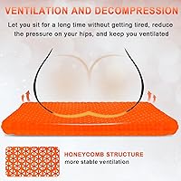 Vista 3 de Cojín de asiento de gel, cojín de asiento de enfriamiento (súper grande y grueso), diseño de panal transpirable que absorbe los puntos de presión