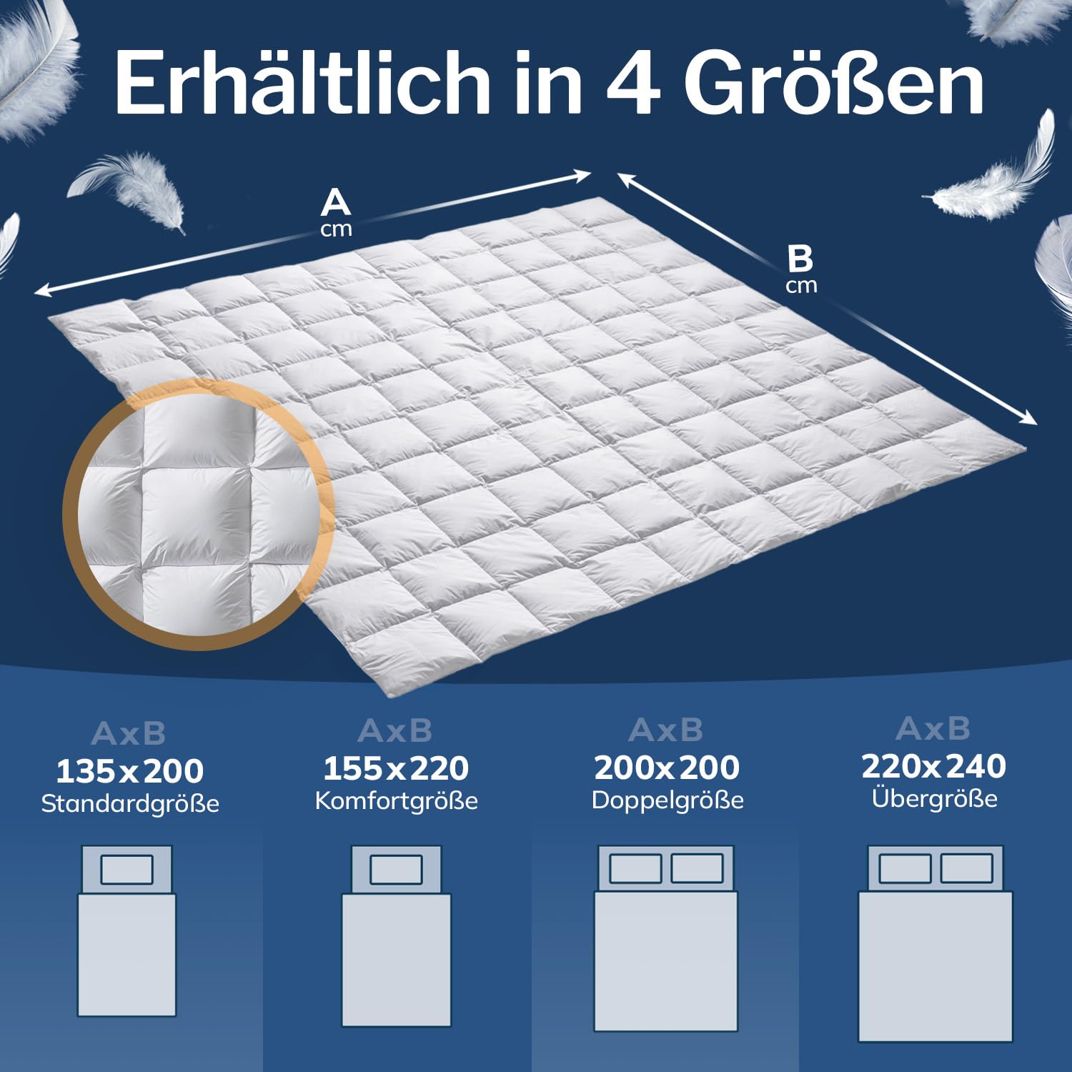 CALMONT - Daunendecke 200x200 als Praktische Ganzjahresdecke I Oeko-Tex | CALMONT - Daunendecke 135x200 als Praktische Ganzjahresdecke I Oeko-Tex