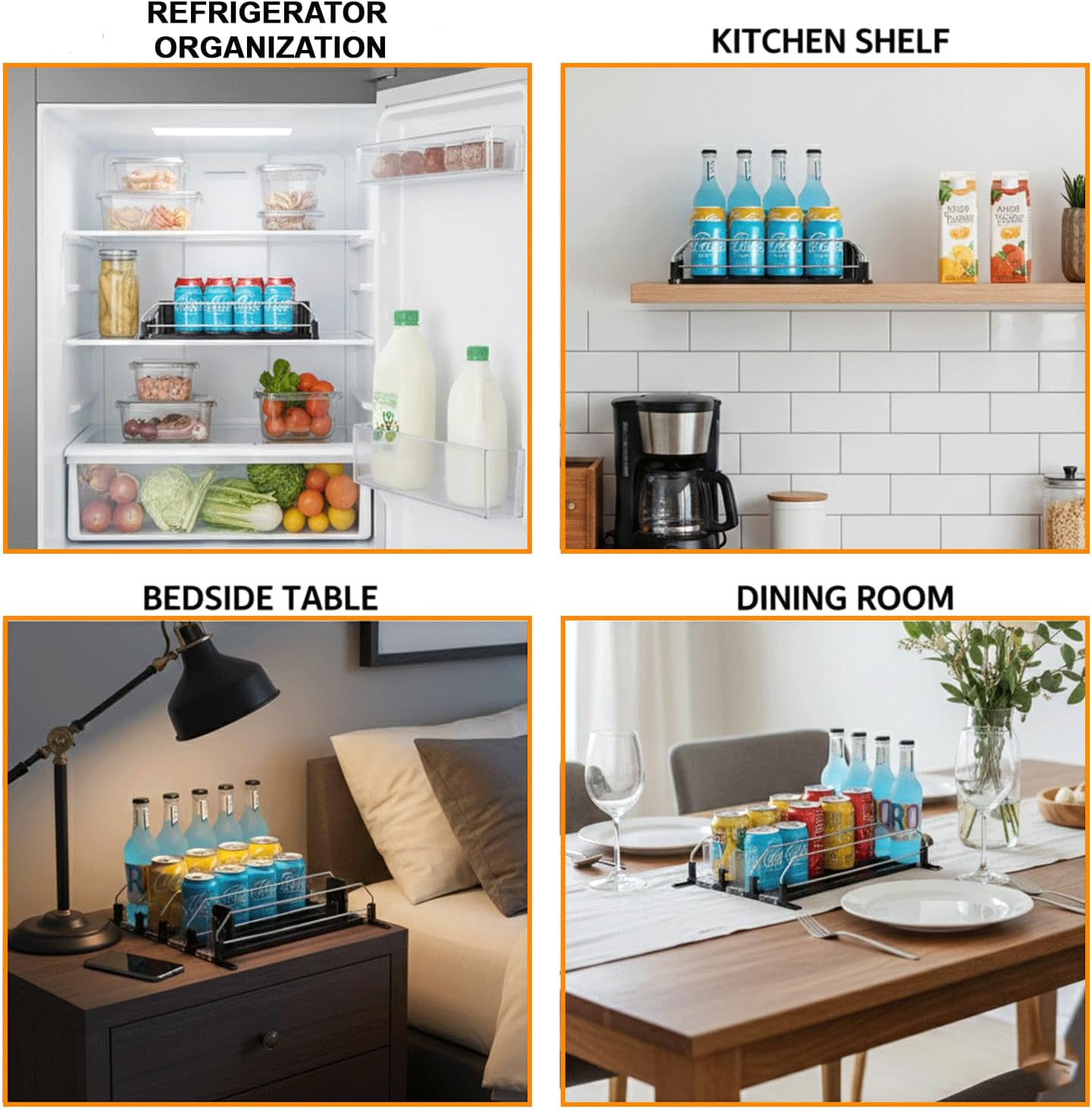 Drink Organizer For Fridge Large Capacity 5 Row Soda Can Organizer, Automatic Pusher Glide with Removable Dividers For Drink Organizer, Can Holders For Fridge, Space-Saving Can Dispenser For Kitchen