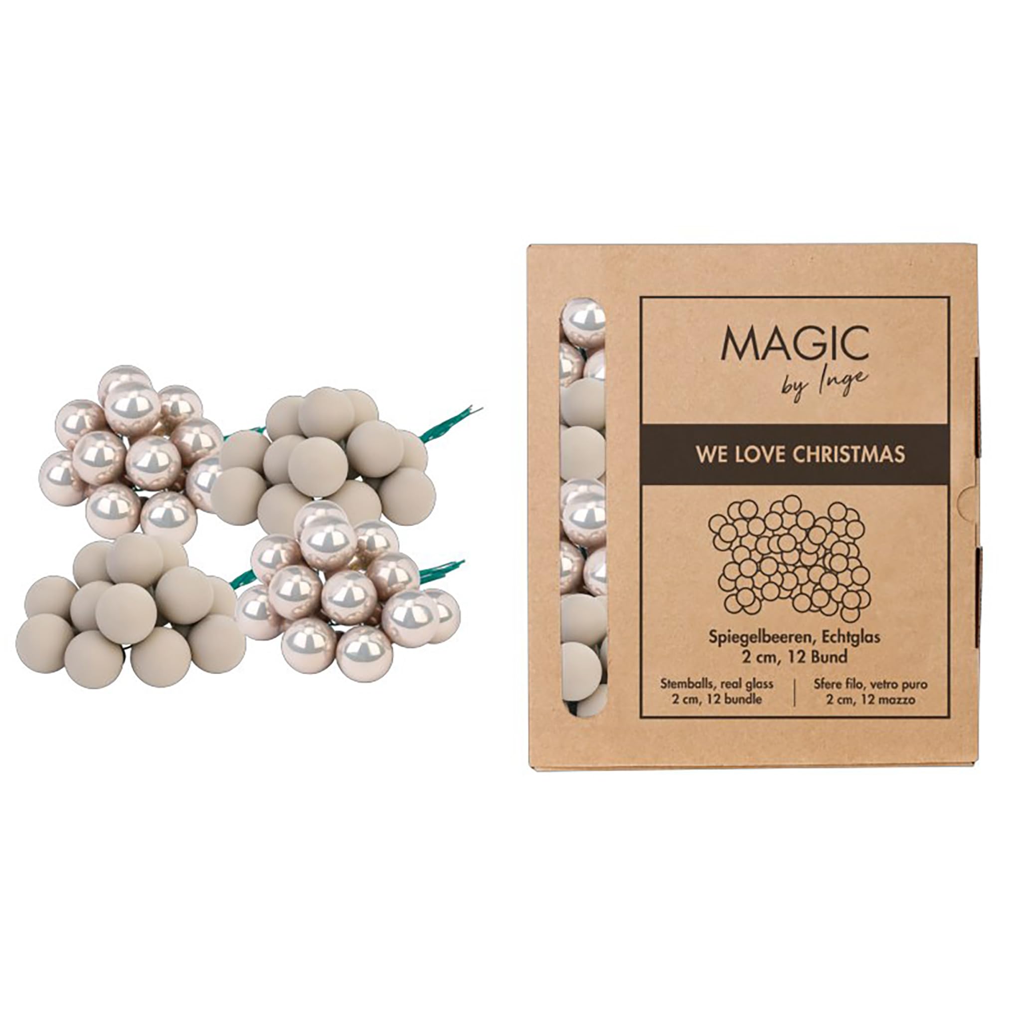 Mini boules de Noël en verre véritable albâtre et taupe, ornements de tradition artisanale