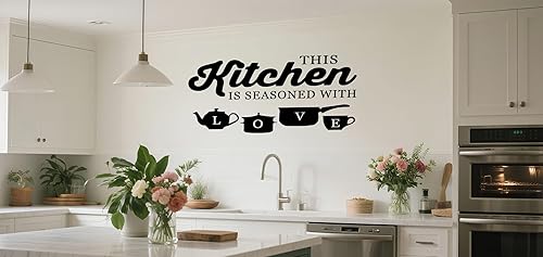 Miniatura 2 de heshengzaixian Divertidas calcomanías de pared de cocina, vinilo con texto inspirador, impermeable, extraíble, para comedor, cocina, restaurante,