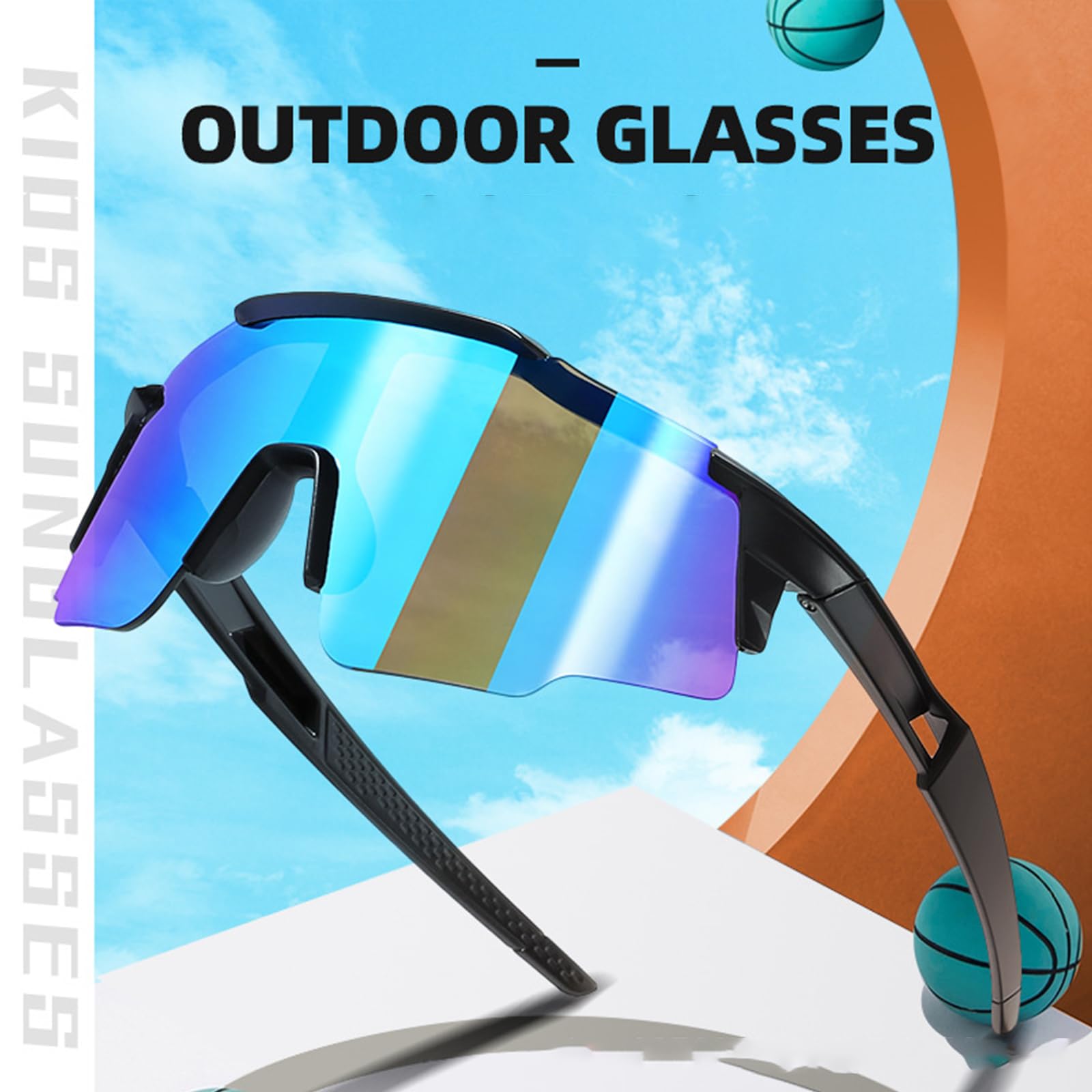 Polarisiert Sonnenbrille Kinder Fahrradbrille - Sportbrille UV400 Schutz Jugendliche Verspiegelt Sonnenbrillen für Jungen Mädchen