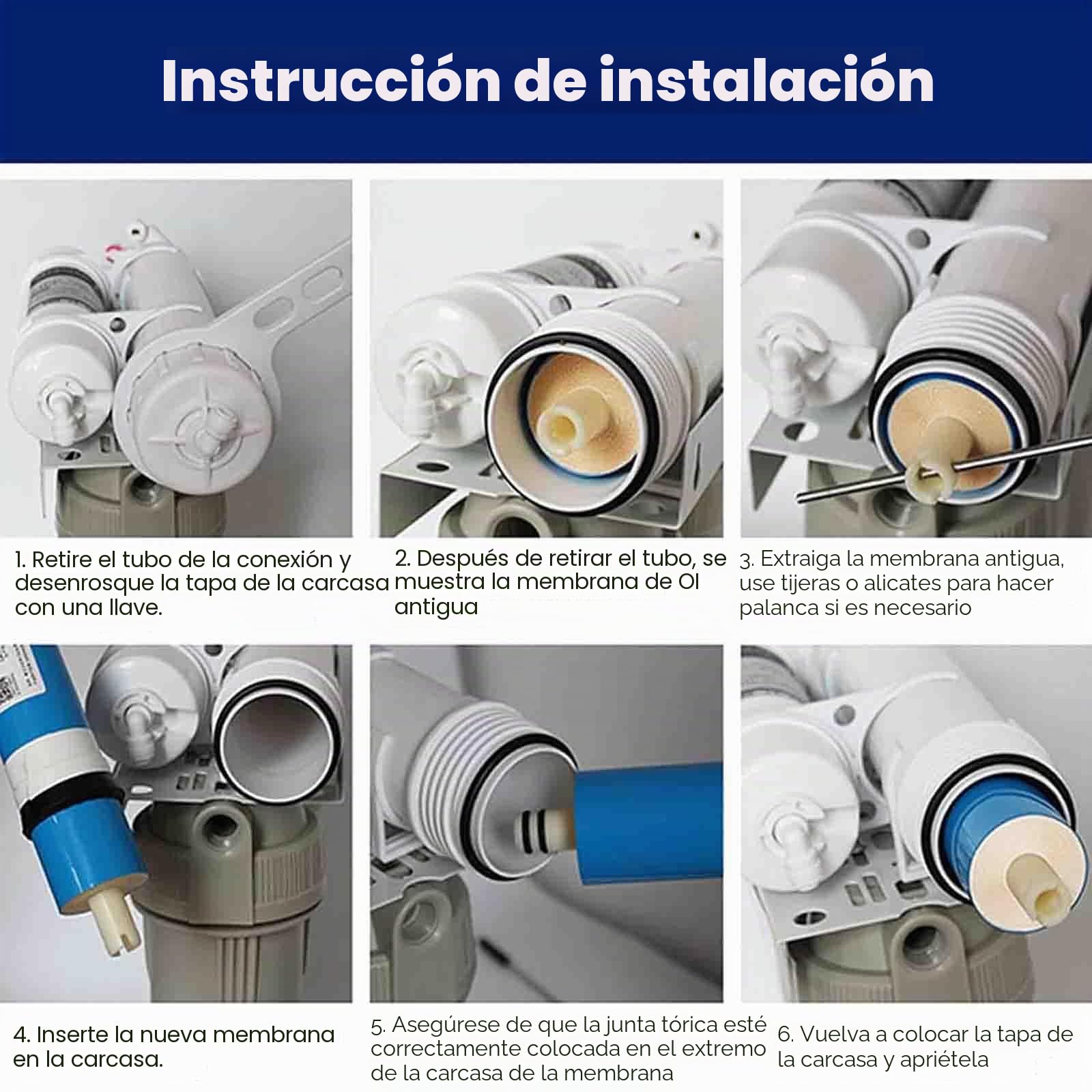 Membrana Osmosis Inversa Filtro De Agua De Membrana Compatible 600 GPD Membrana De Ósmosis Inversa Recambio Certificado Elimina 98% De Contaminantes En Agua,2 pcs,3013/600GPD