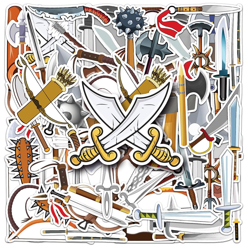 71Pcs Cold Weapon Stickers Cold Steel Waterproof Vinyl Decals for Adult Teen Kids Cup Water Bottles Laptop Luggage Computer Mobile Phone Guitar Skateboard Decoration