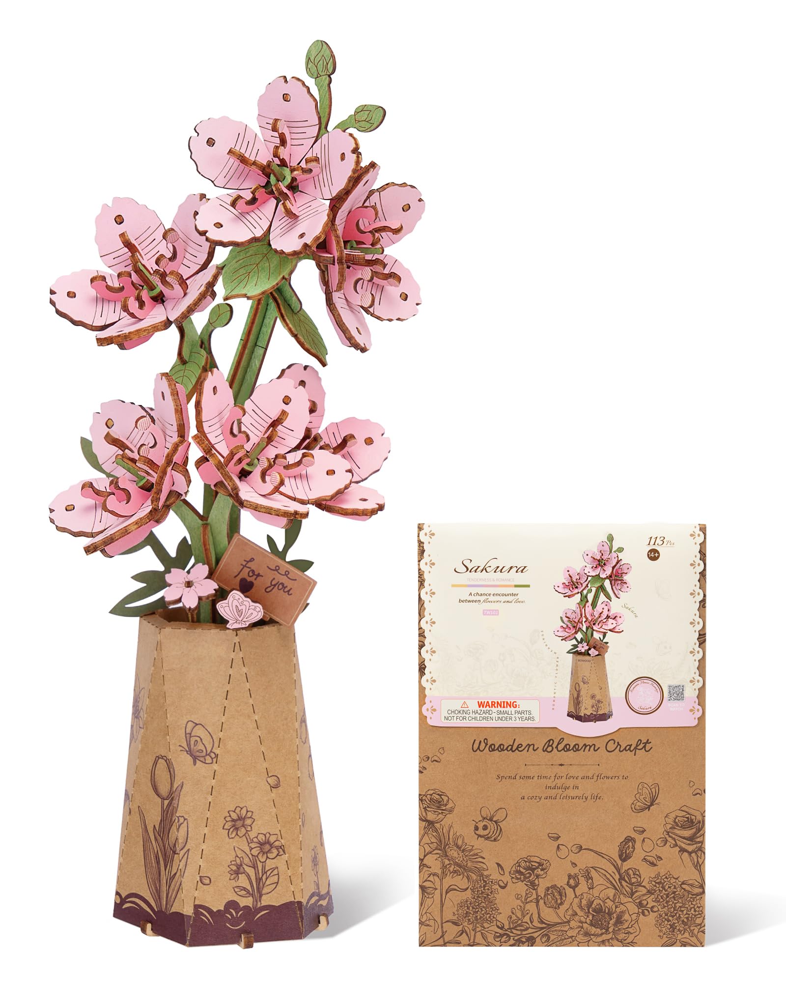 Amazon.com: ROBOTIME 3D Puzzle Sakura TW101, DIY Wooden Flower