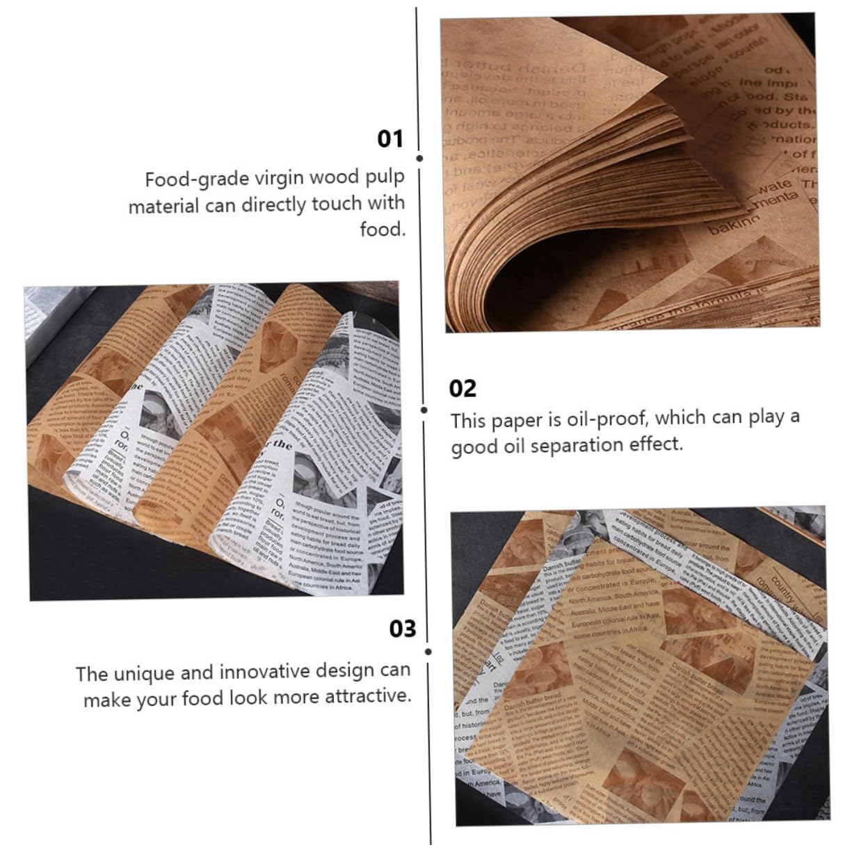 Papier Cuisson 500 Pièces en Pâte de Bois, Séparation D’huile